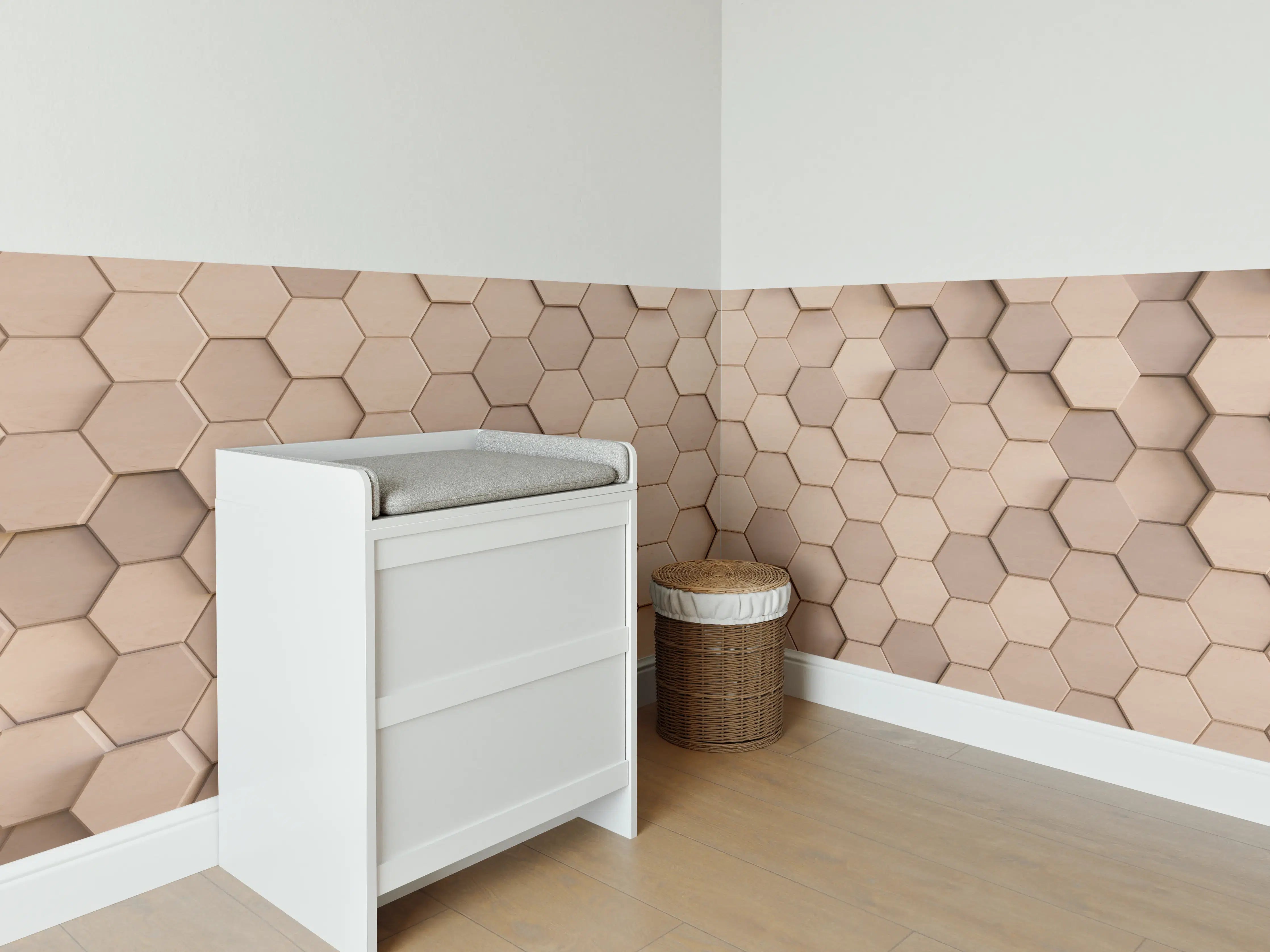 Babyzimmer Wandgestaltung - Helle Holzwand mit neutralen Tönen