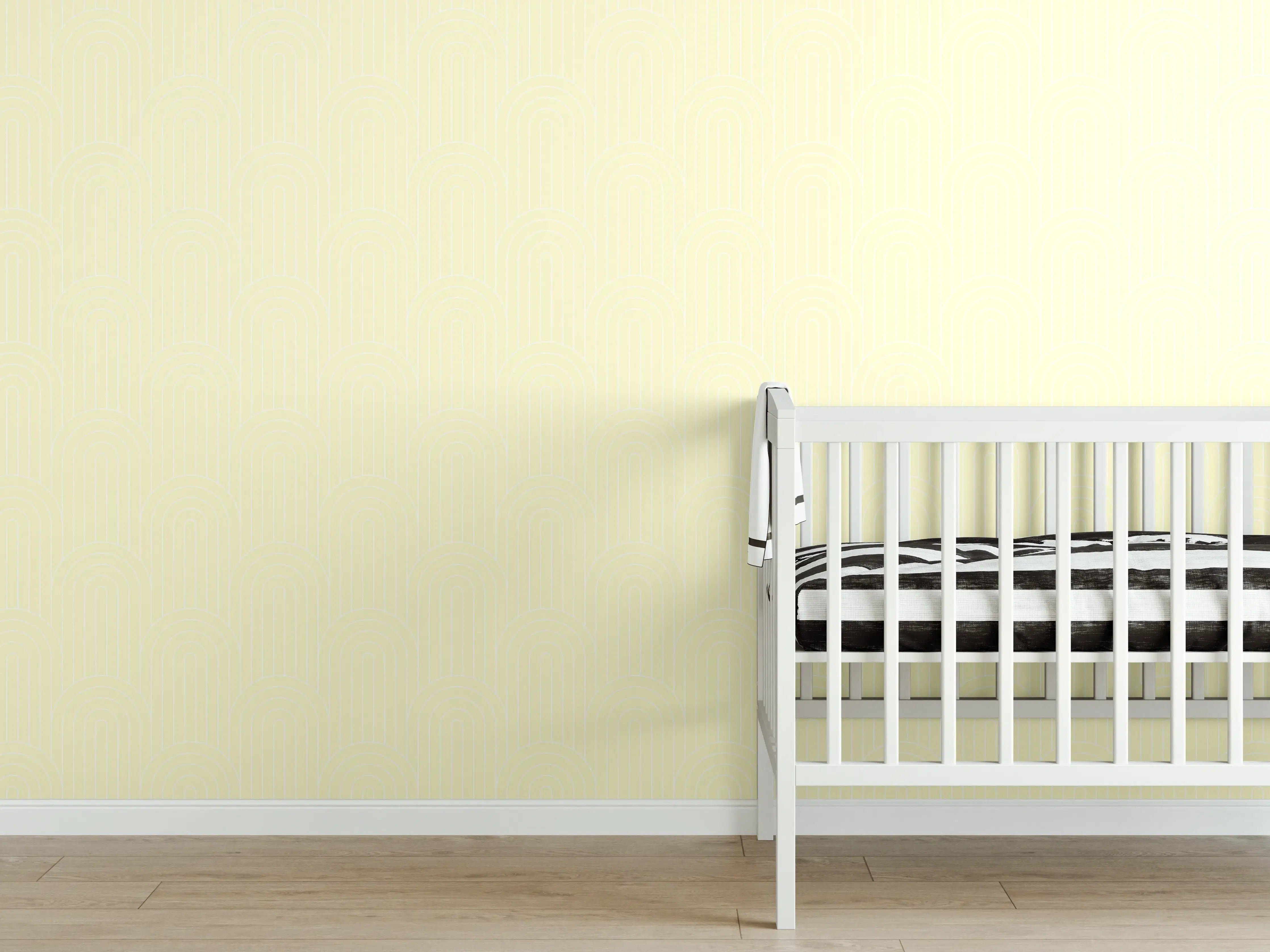 Babyzimmer Wandgestaltung - Helle Limone-Creme-Arkaden