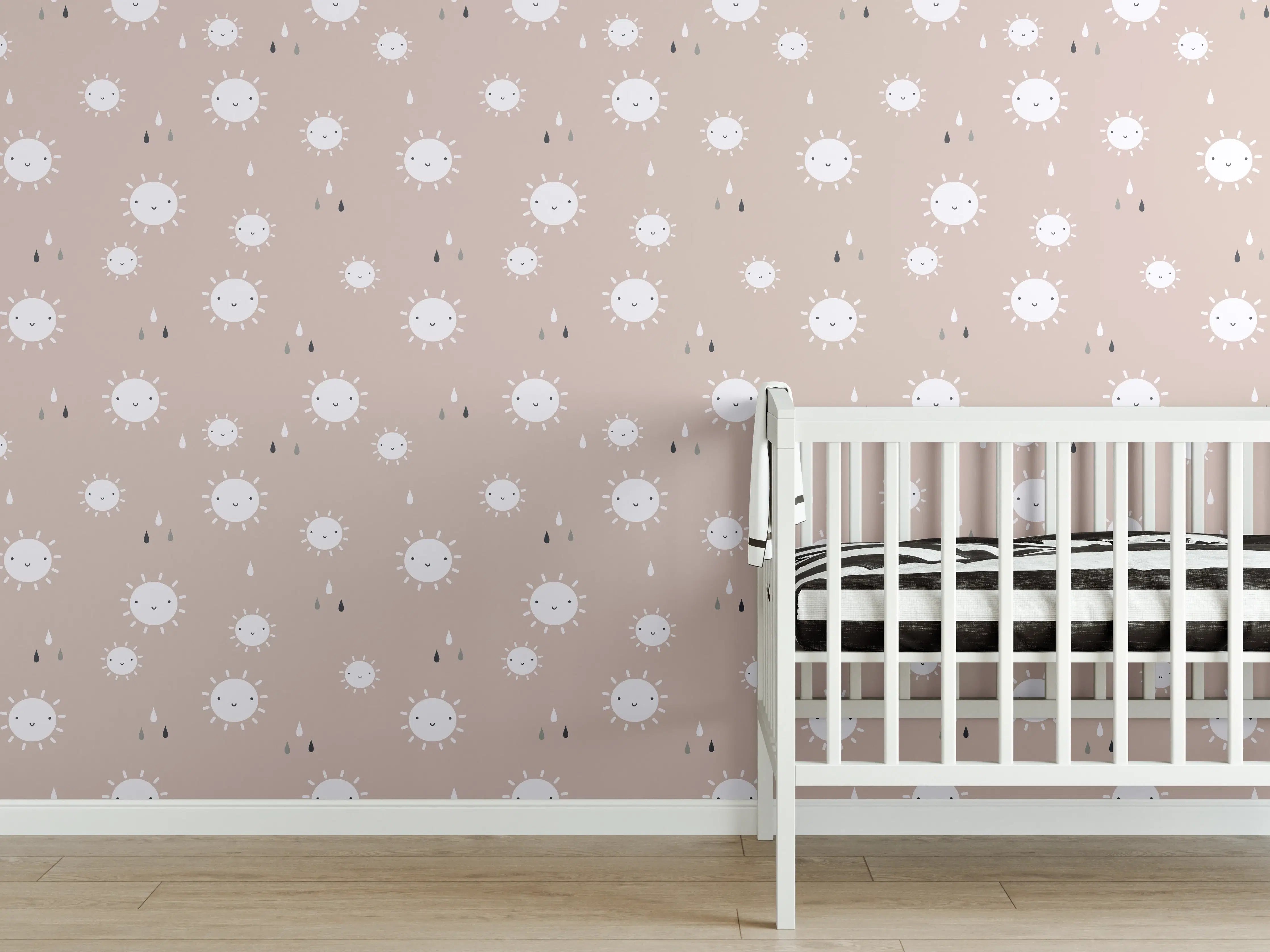 Babyzimmer Wandgestaltung - Helle Polka Dot Wandgestaltung in gedeckten Tönen