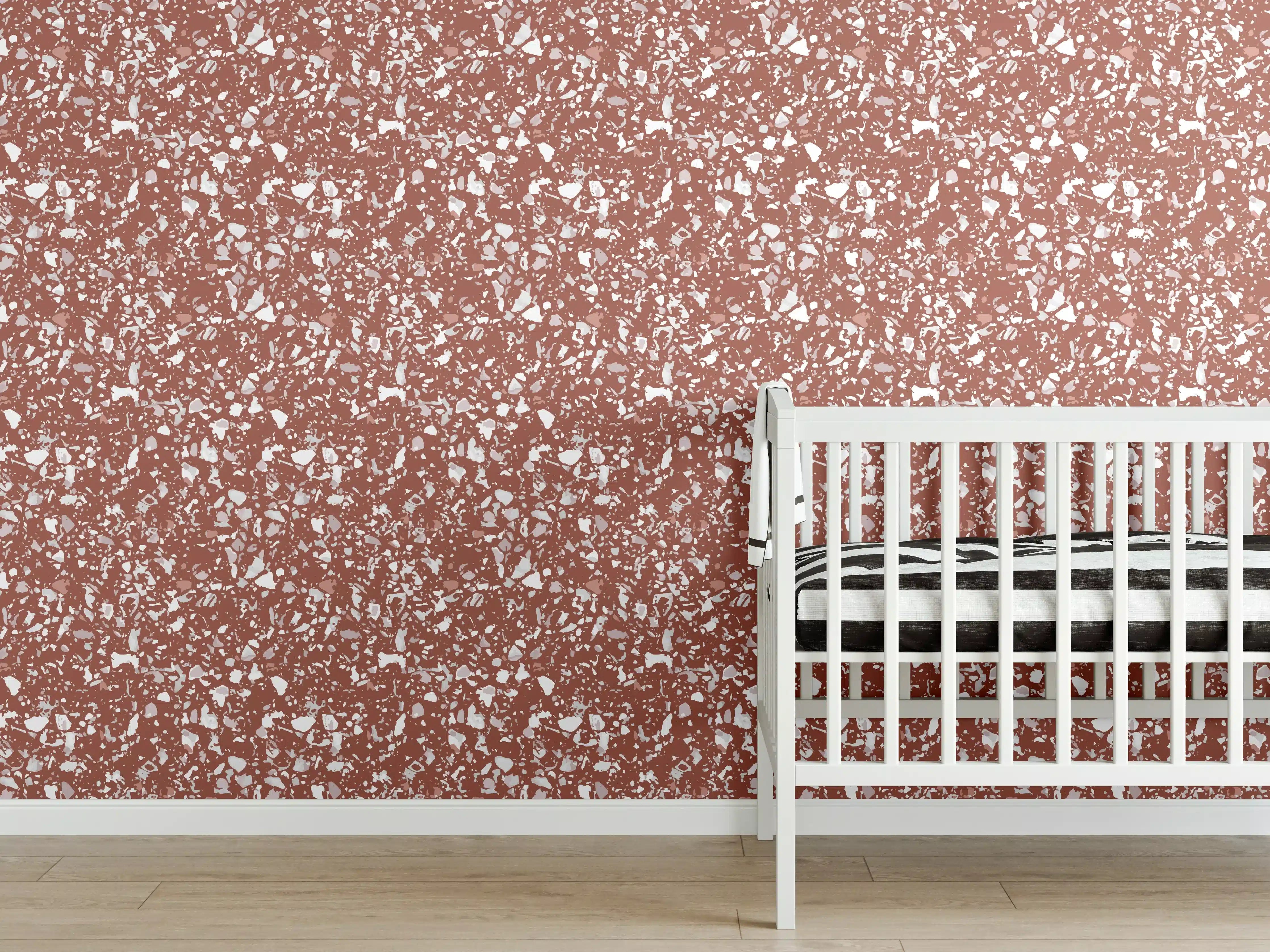 Babyzimmer Wandgestaltung - Helle Weiß-Grau Marmor-Textur mit feinen Nuancen