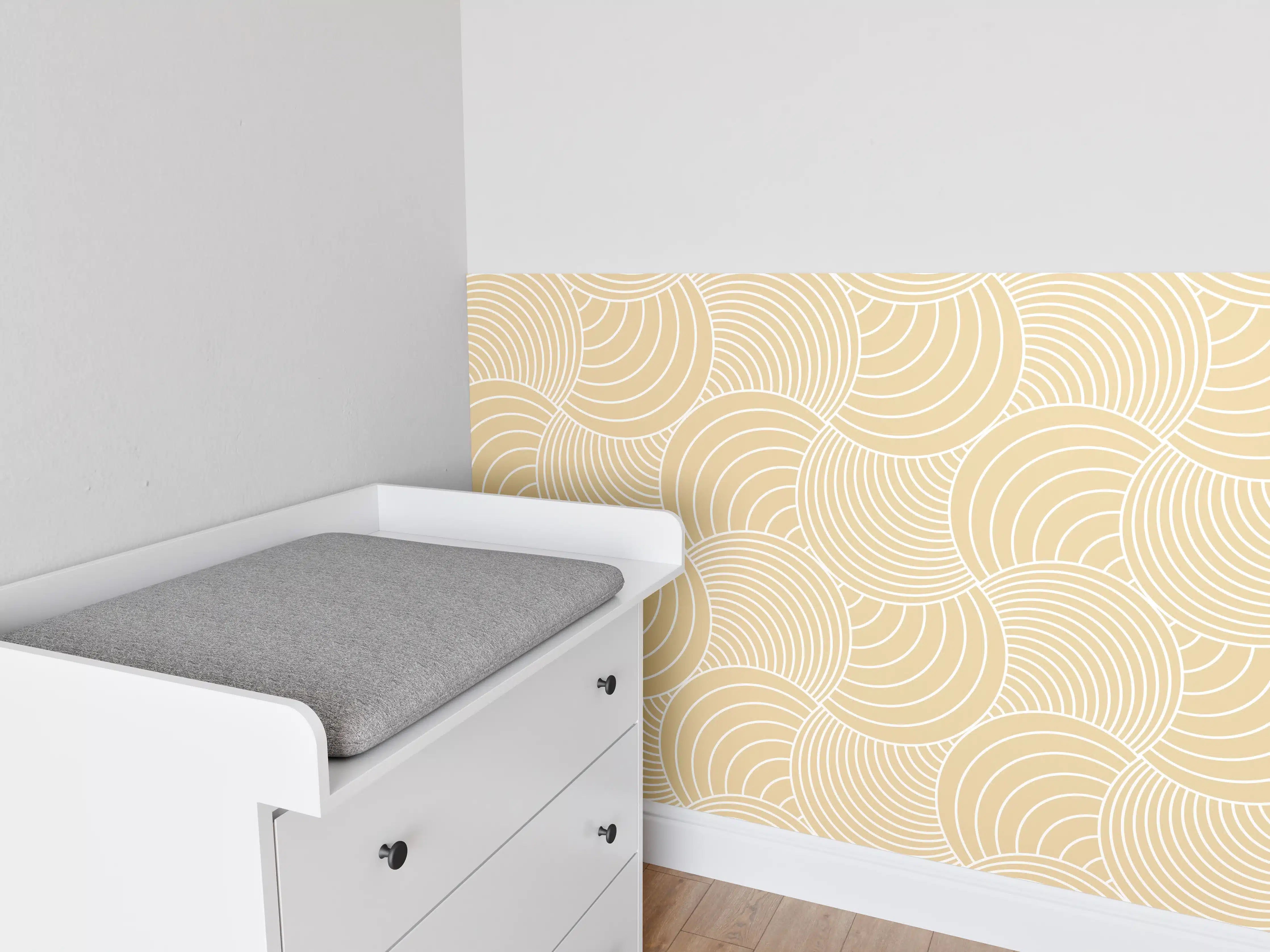 Babyzimmer Wandgestaltung - Helle Wellen in Sandfarbe