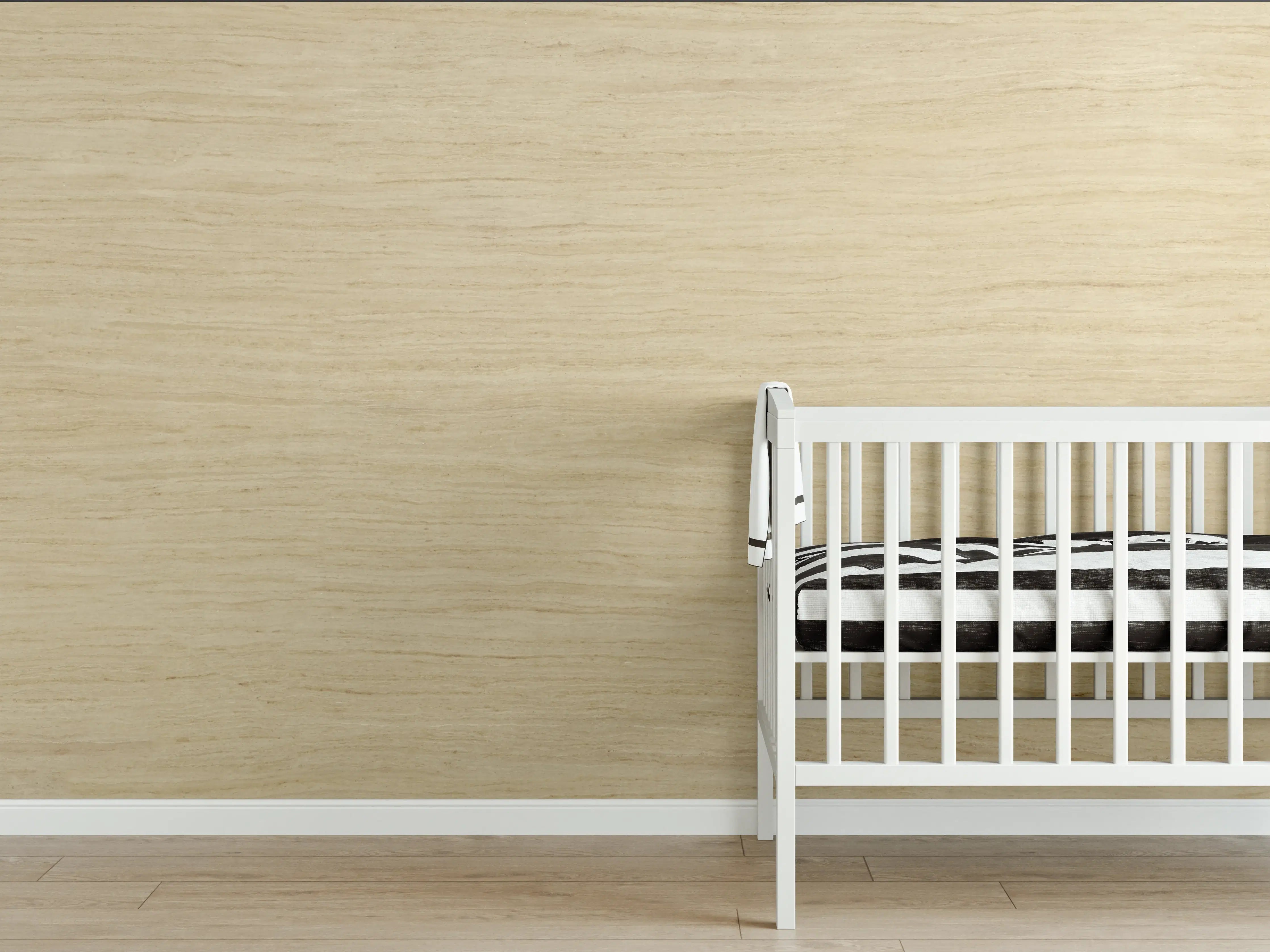 Babyzimmer Wandgestaltung - Helle feine Holzoptik