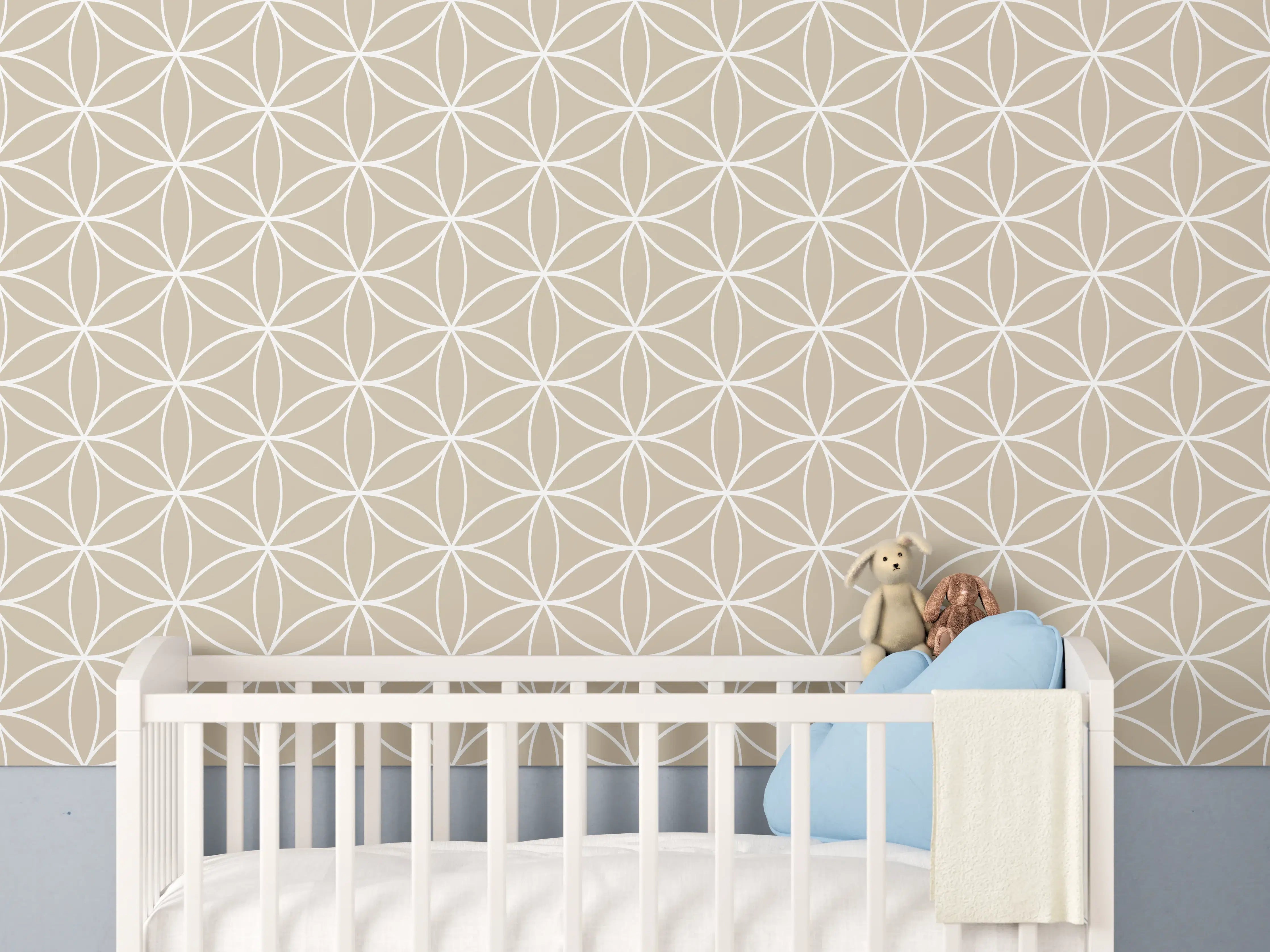 Babyzimmer Wandgestaltung - Helle geometrische Fliesen mit feinen Graunuancen