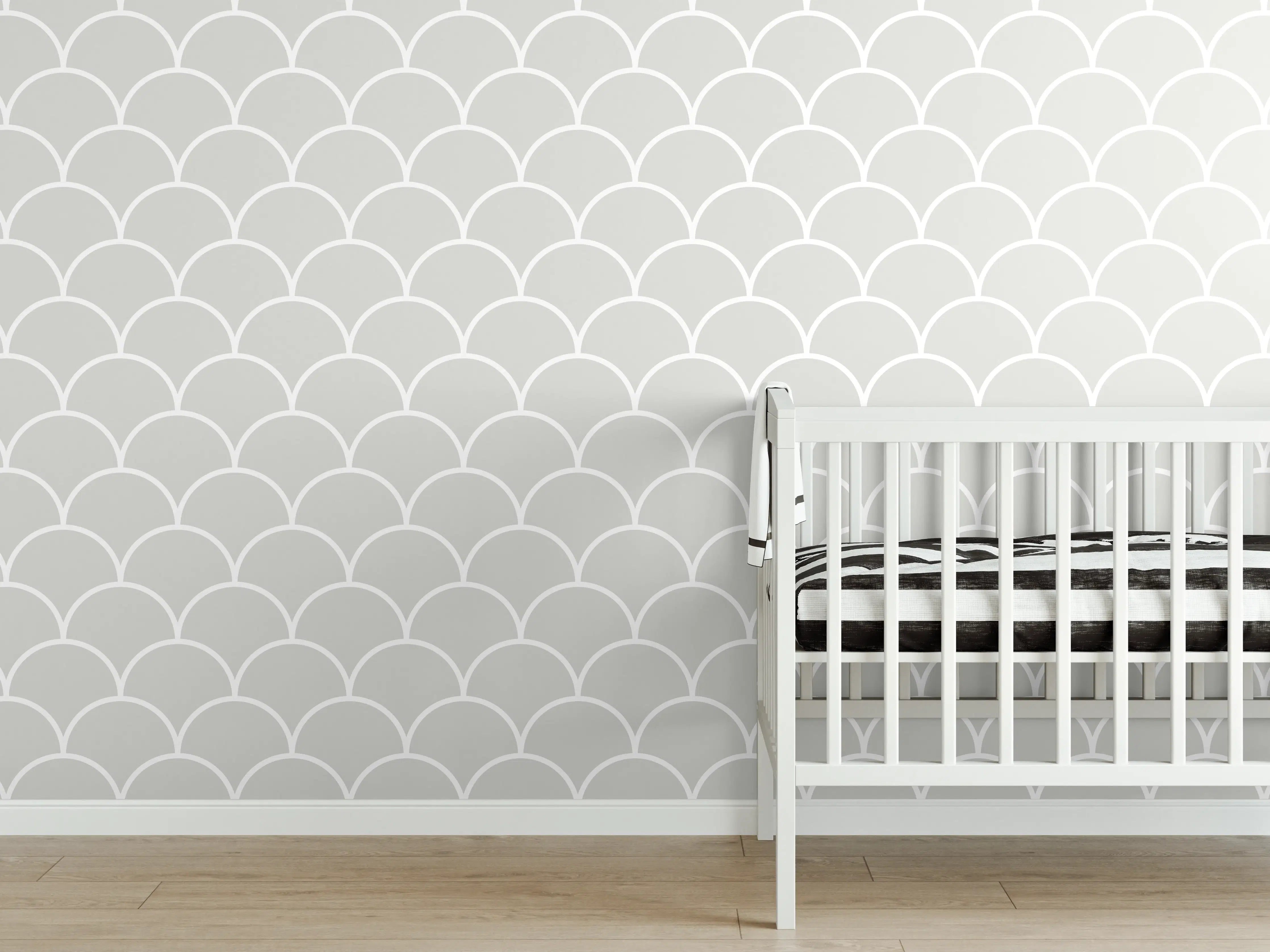 Babyzimmer Wandgestaltung - Helle, elegante Wellenmusterwand imitiert Ma_pattern