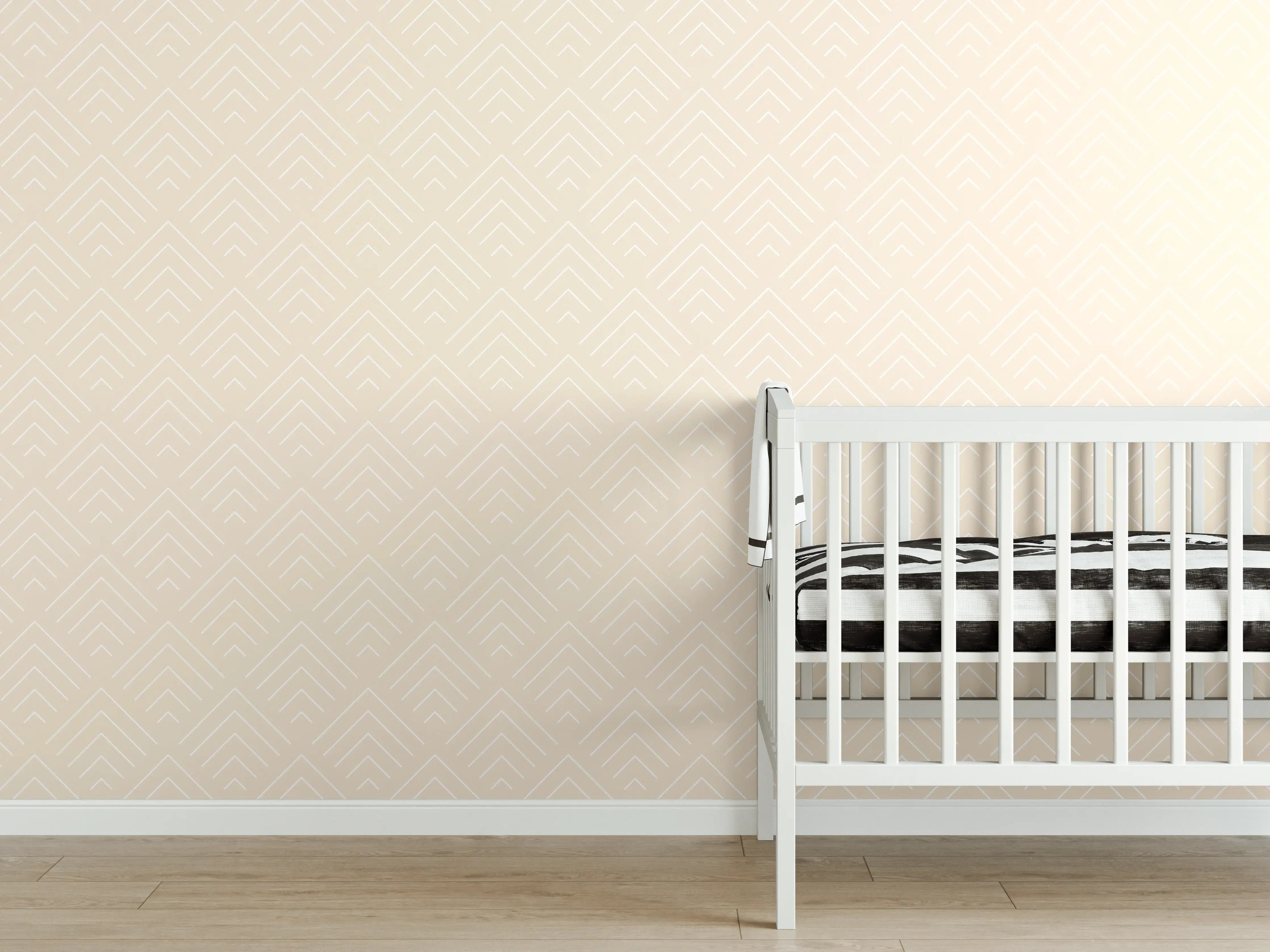Babyzimmer Wandgestaltung - Heller Beige-Beigeton mit zartem Muster