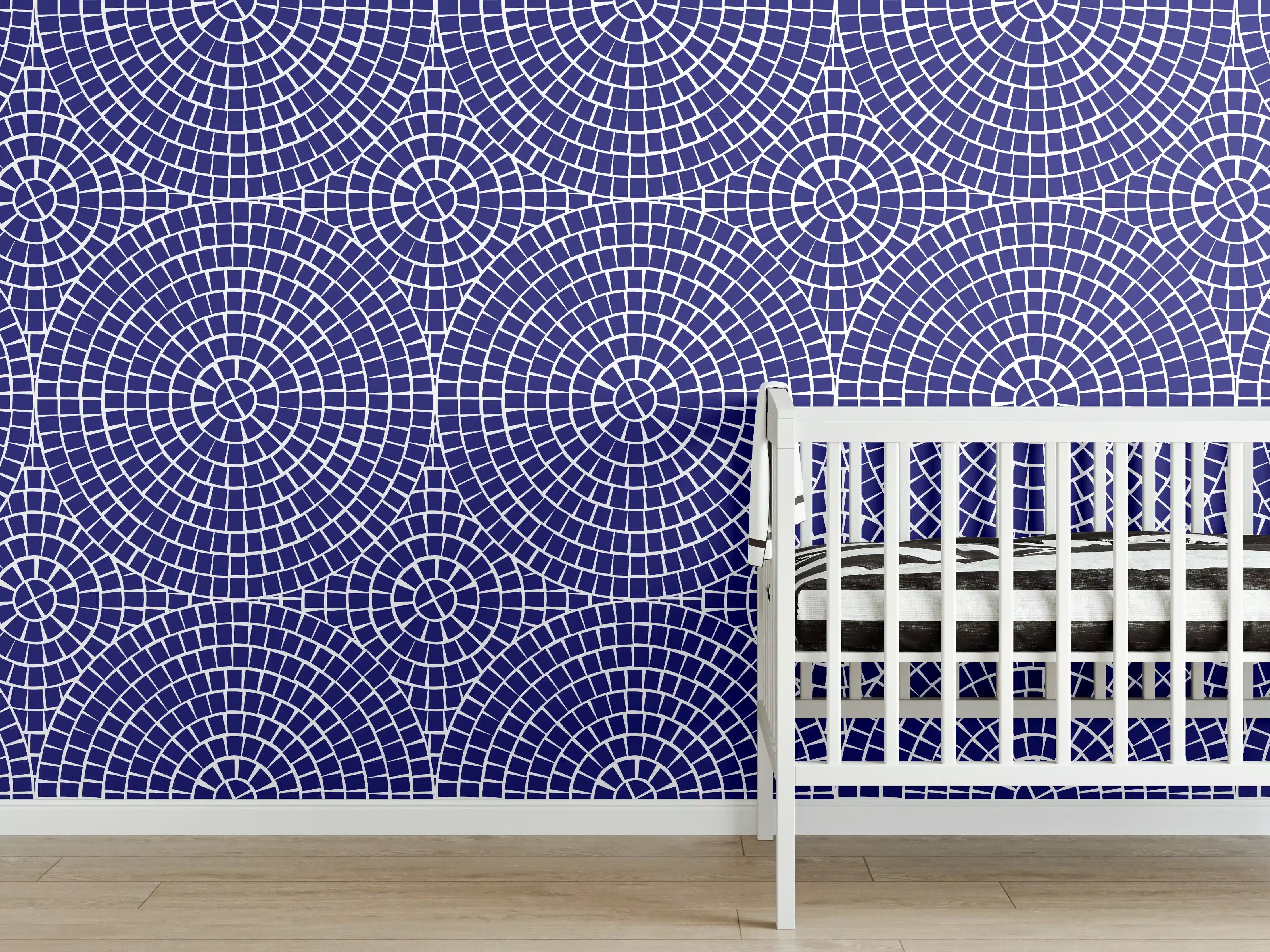 Babyzimmer Wandgestaltung - Heller Mosaik mit blauen und grauen Nuancen