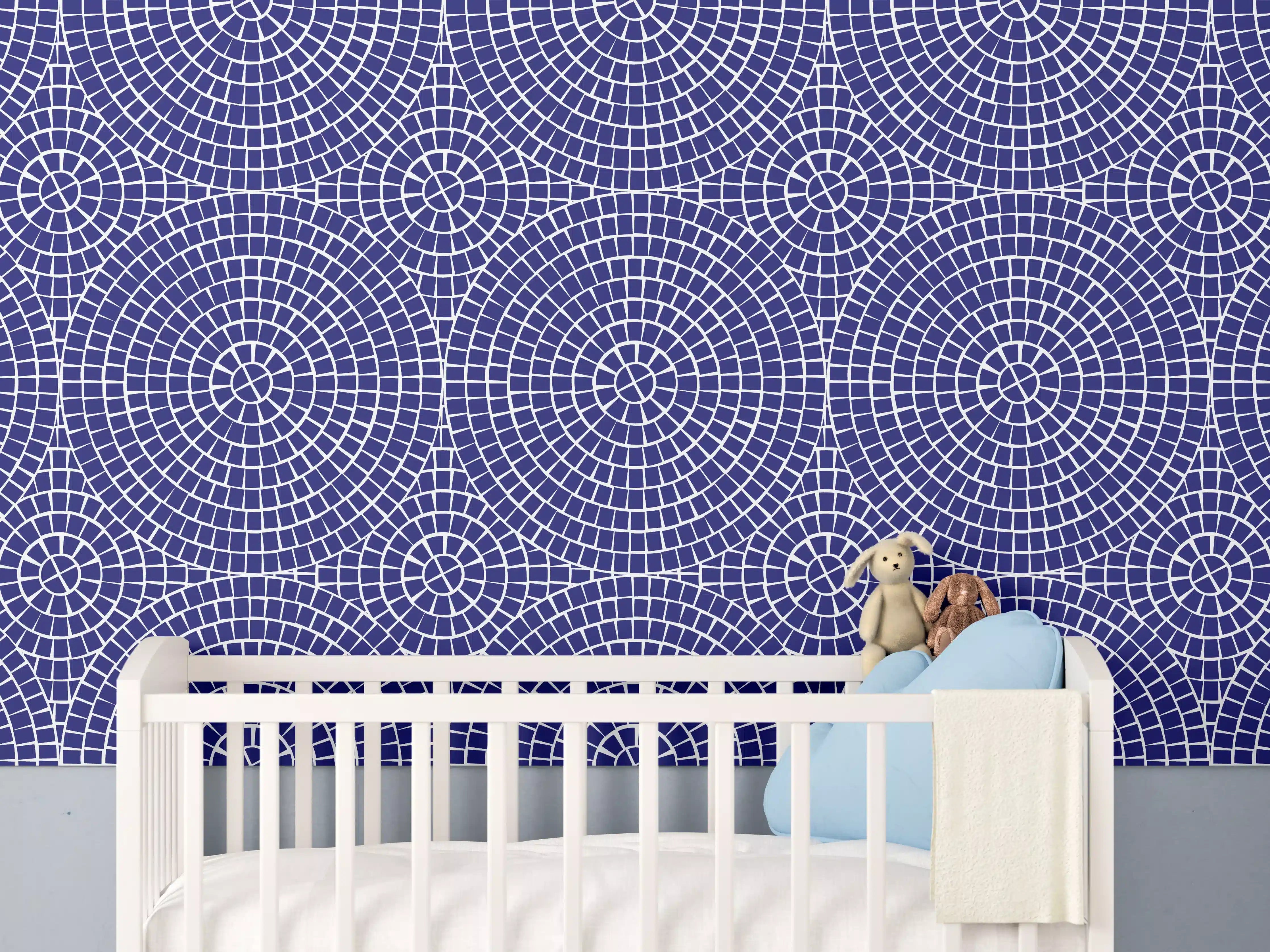 Babyzimmer Wandgestaltung - Heller Mosaik mit blauen und grauen Nuancen