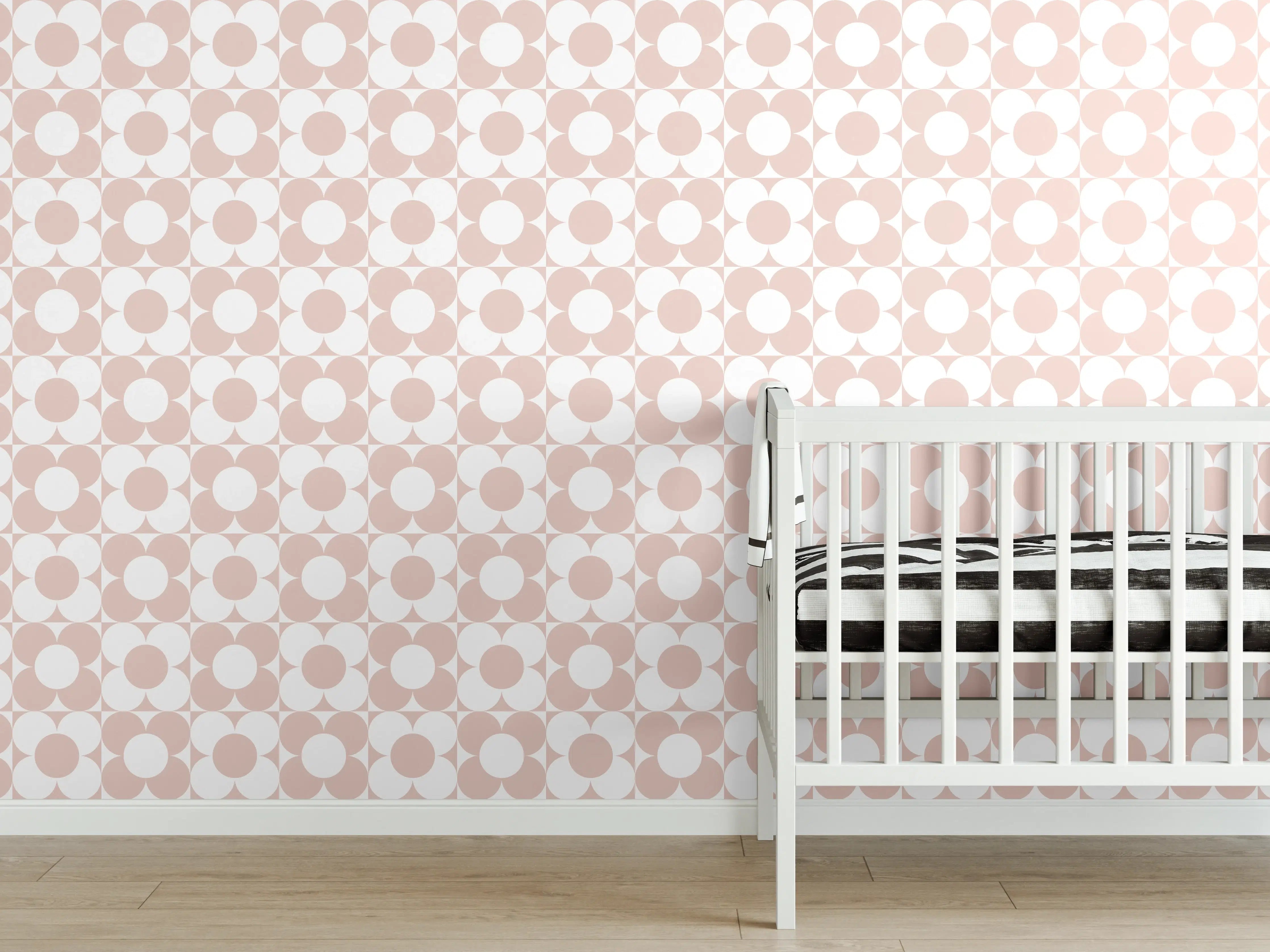 Babyzimmer Wandgestaltung - Heller Weiß-Grau-Muster mit zarten Graunuancen