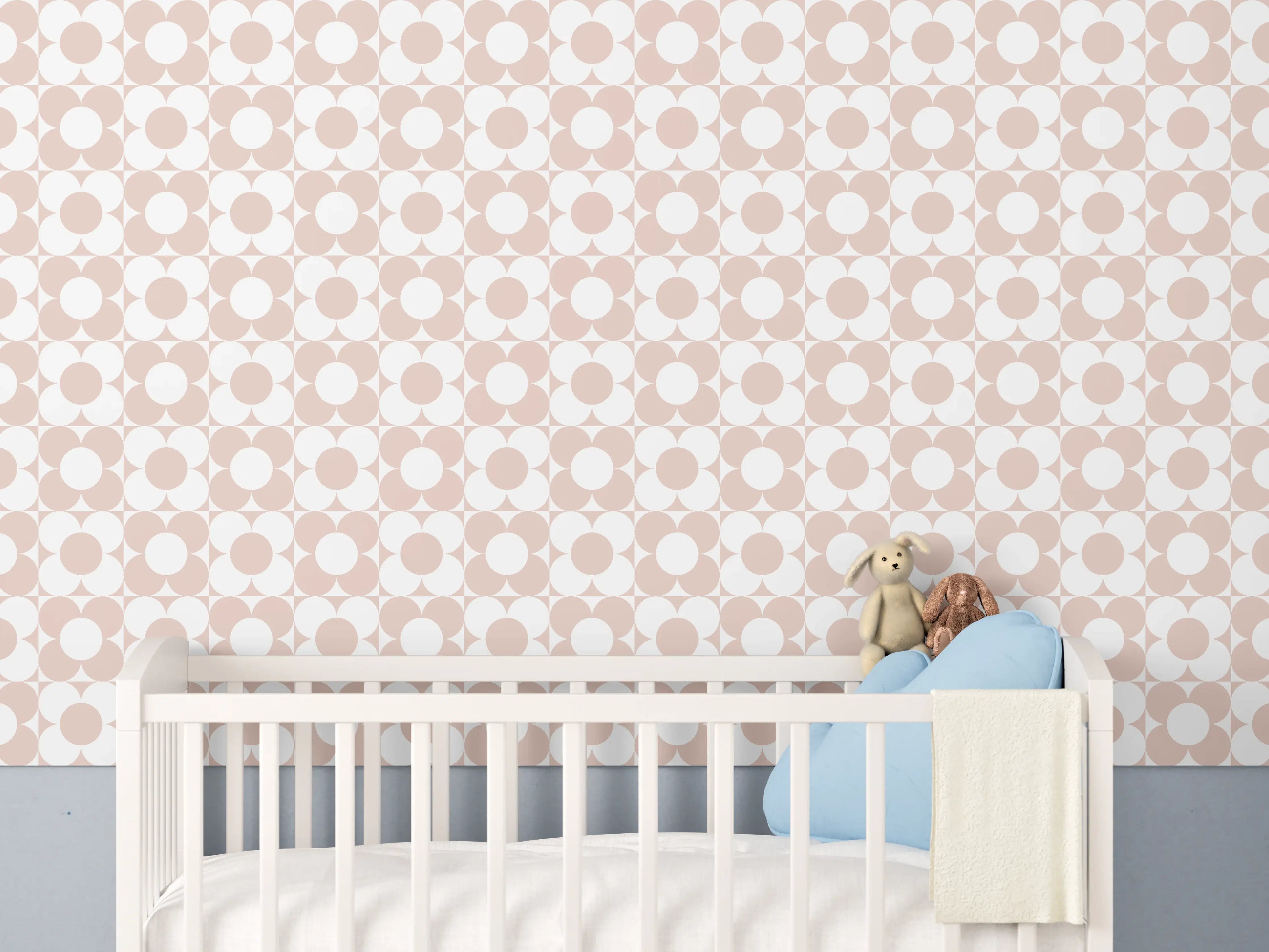 Babyzimmer Wandgestaltung - Heller Weiß-Grau-Muster mit zarten Graunuancen