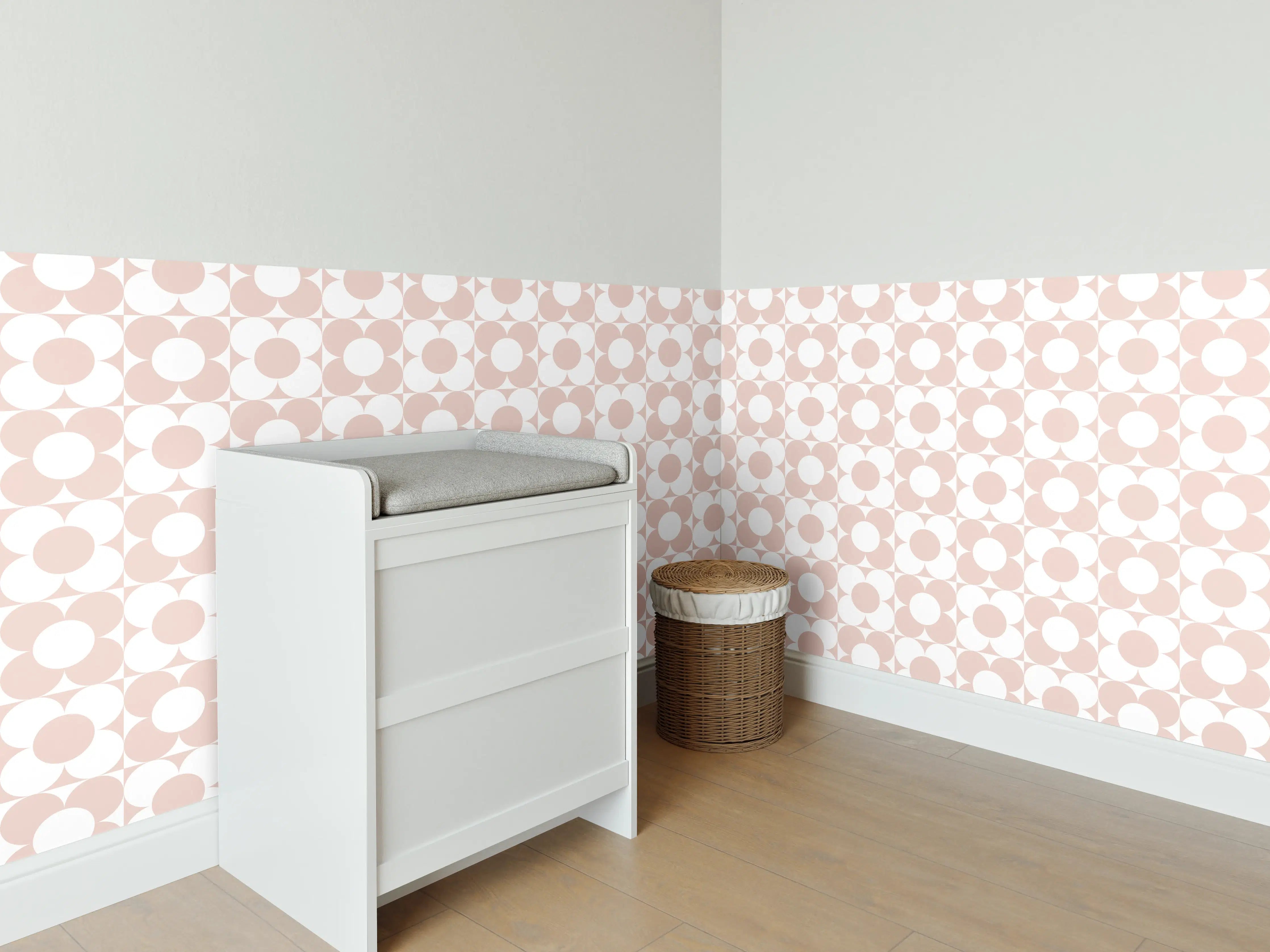 Babyzimmer Wandgestaltung - Heller Weiß-Grau-Muster mit zarten Graunuancen