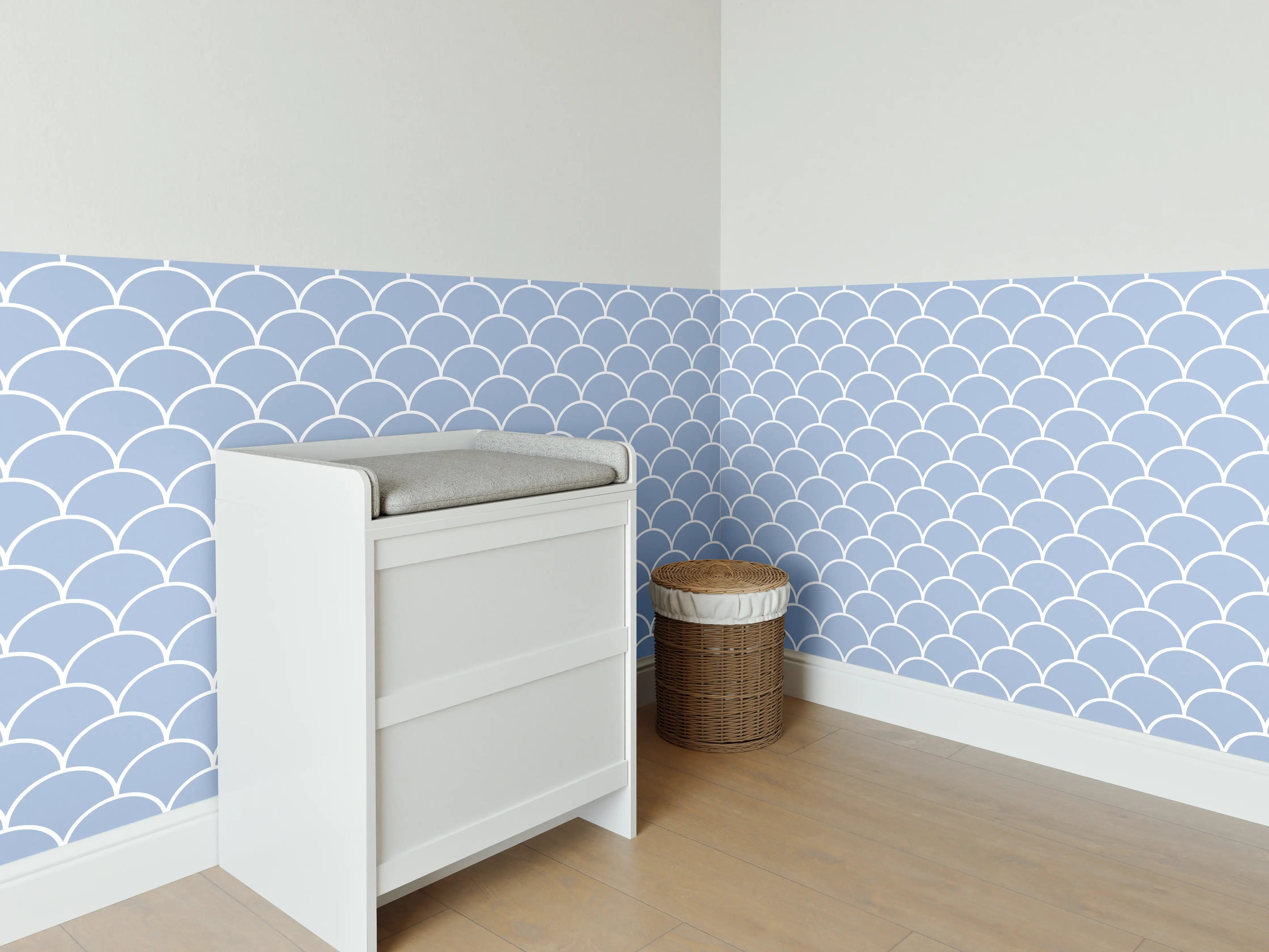 Babyzimmer Wandgestaltung - Heller Weiß-Grauer Marmor mit feinen Nuancen