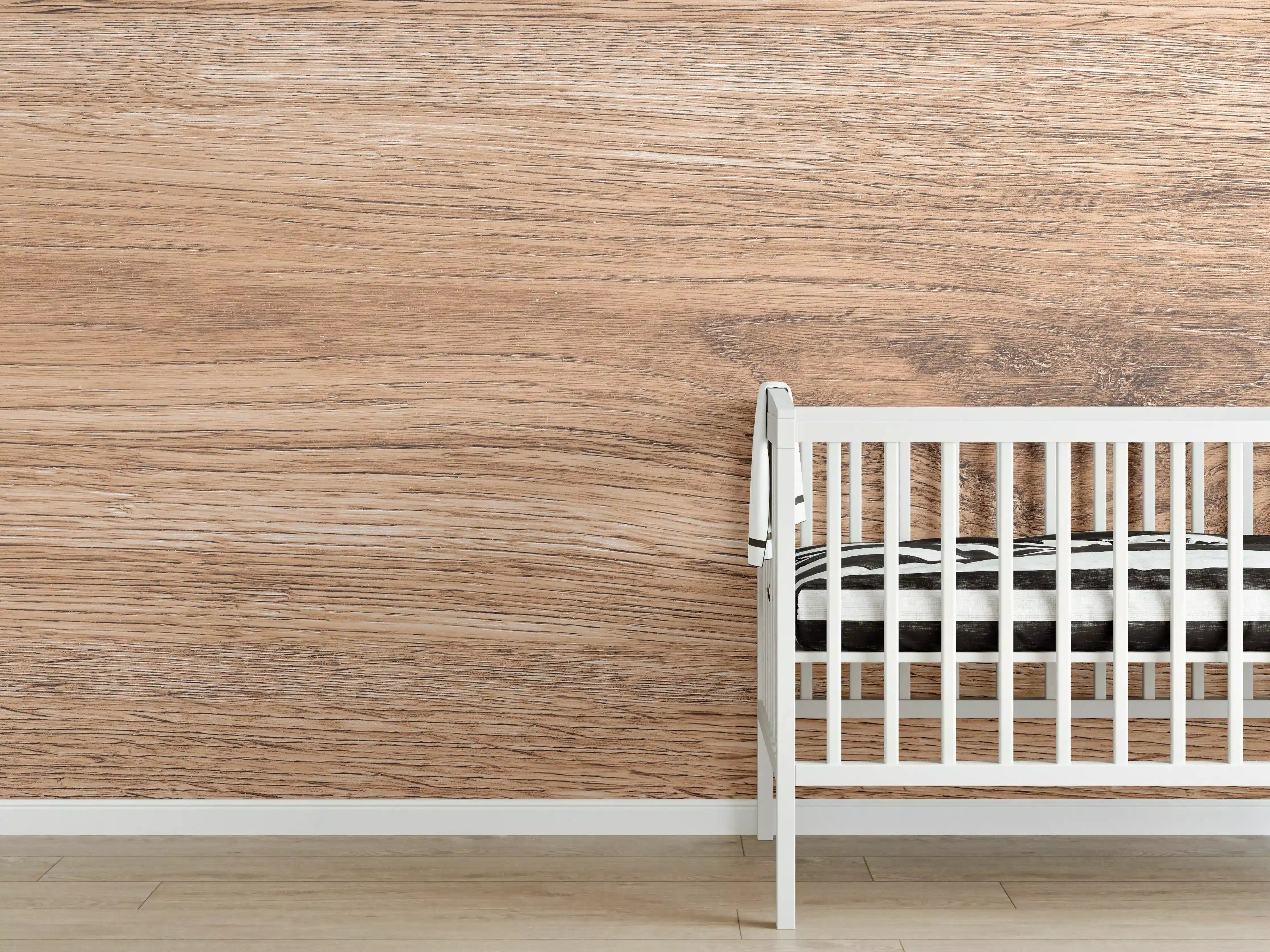 Babyzimmer Wandgestaltung - Heller natürlicher Holzhintergrund