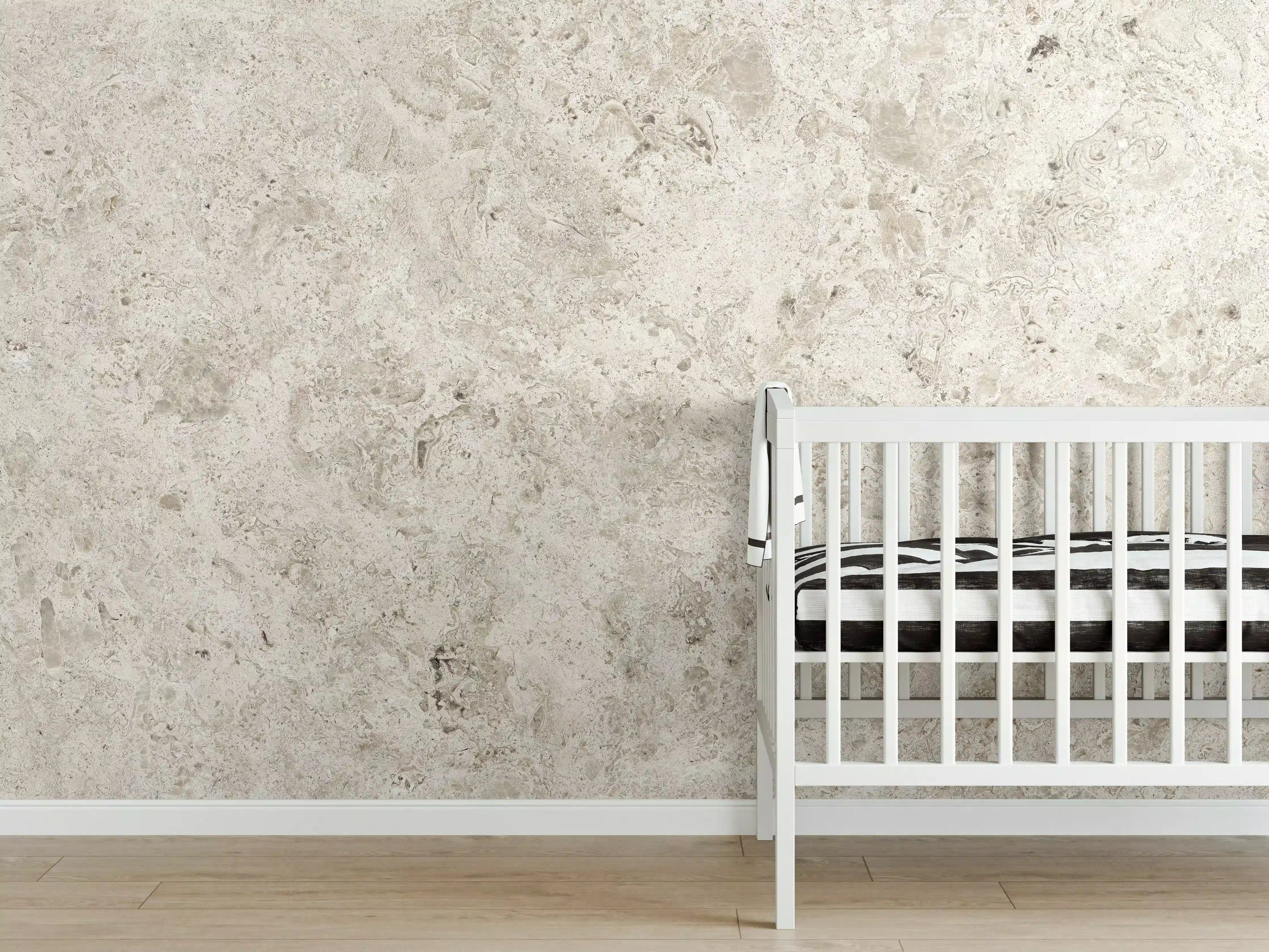 Babyzimmer Wandgestaltung - Heller rauer Marmor