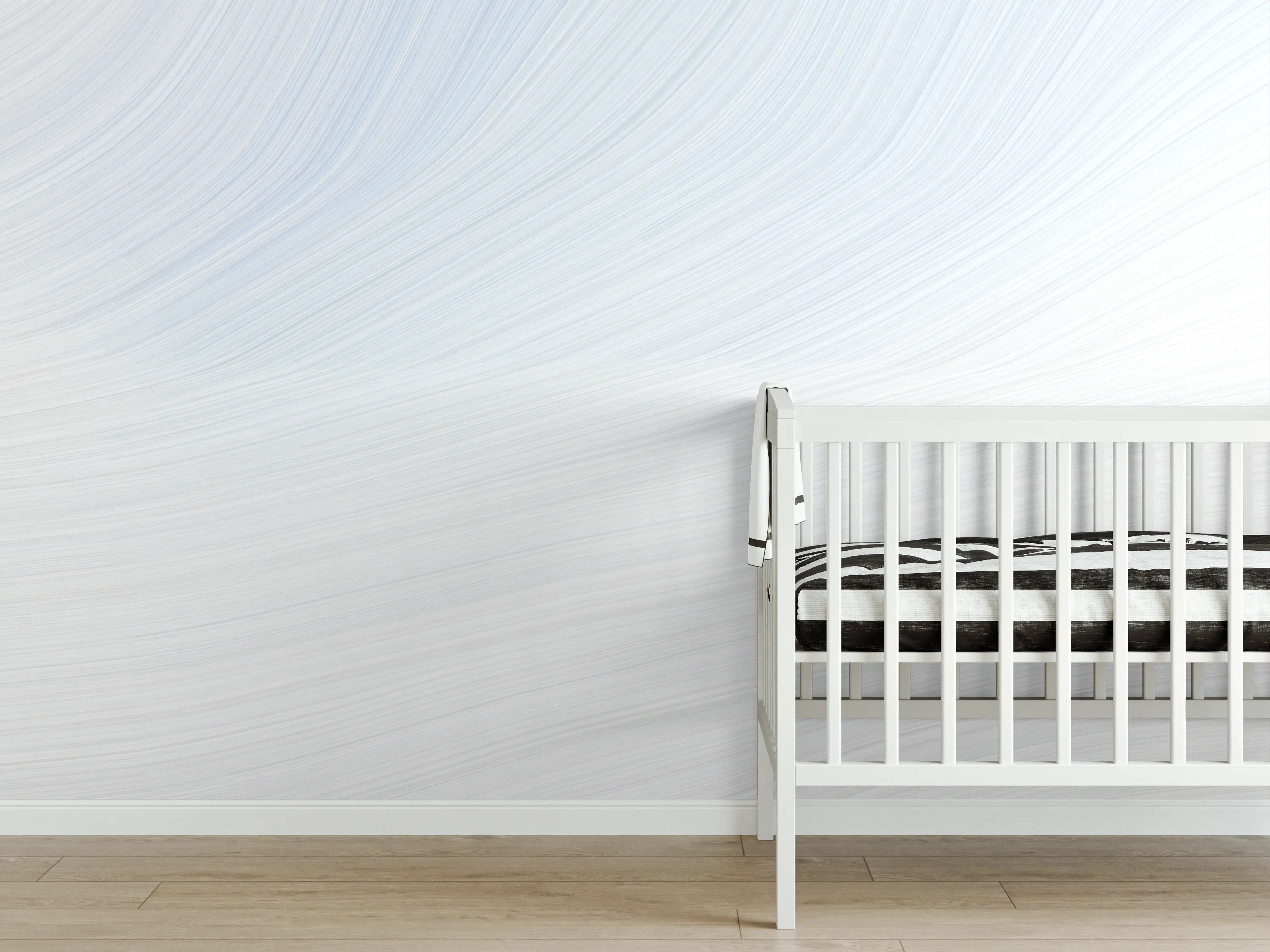 Babyzimmer Wandgestaltung - Heller weißer Hintergrund mit dezenten Linien