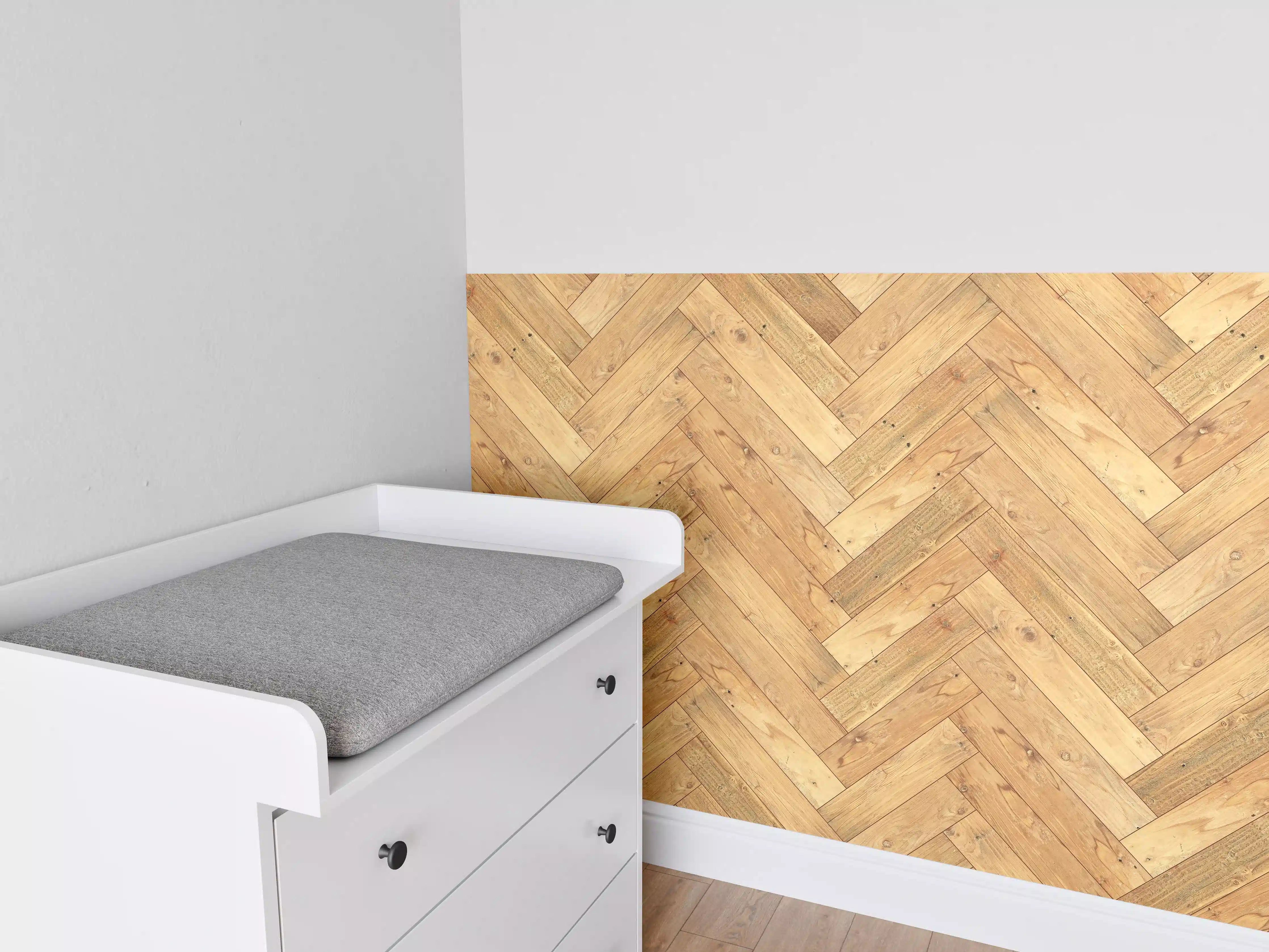 Babyzimmer Wandgestaltung - Helles Holzbrett Muster