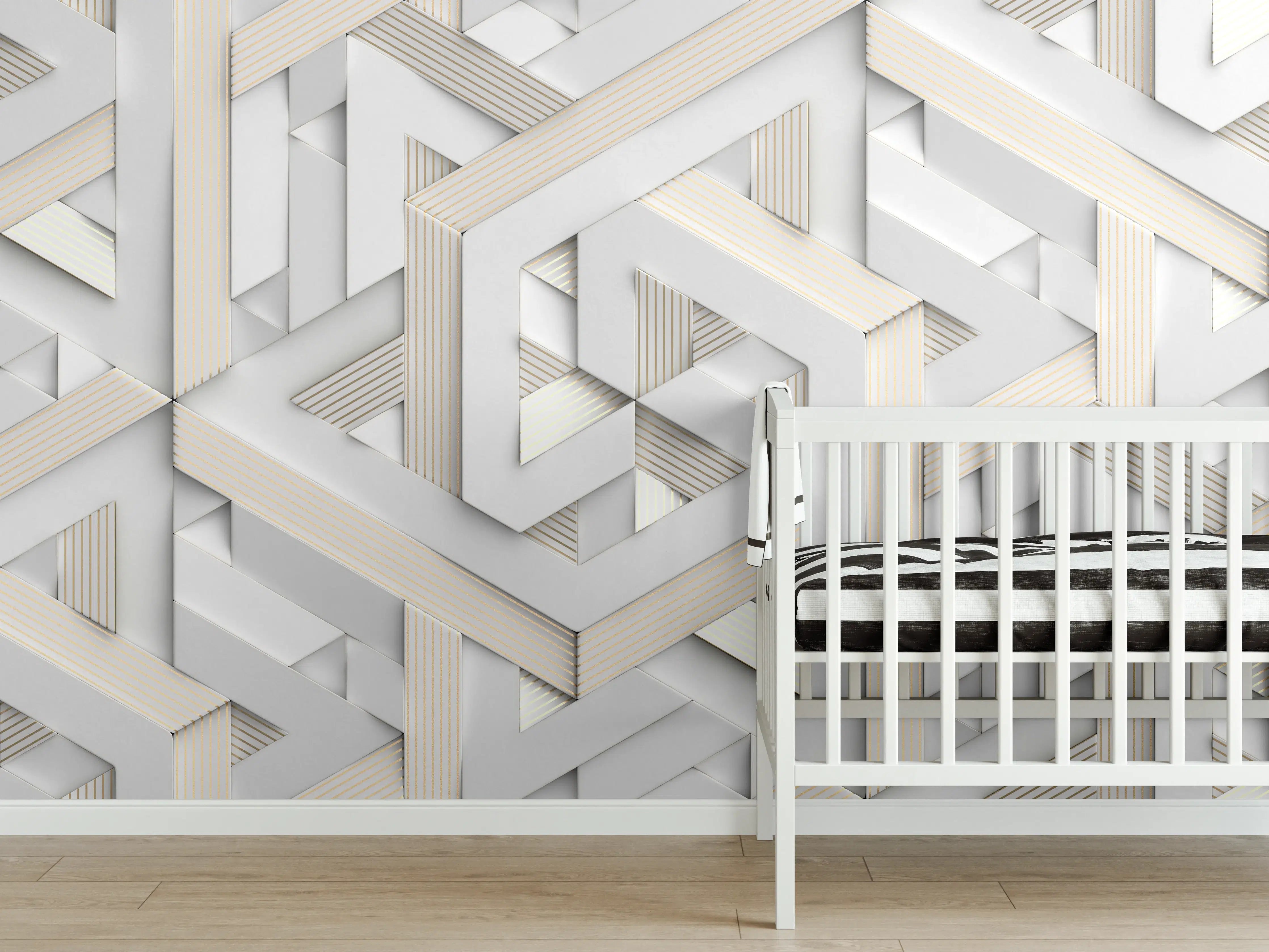 Babyzimmer Wandgestaltung - Helles Mosaik Muster - 3D