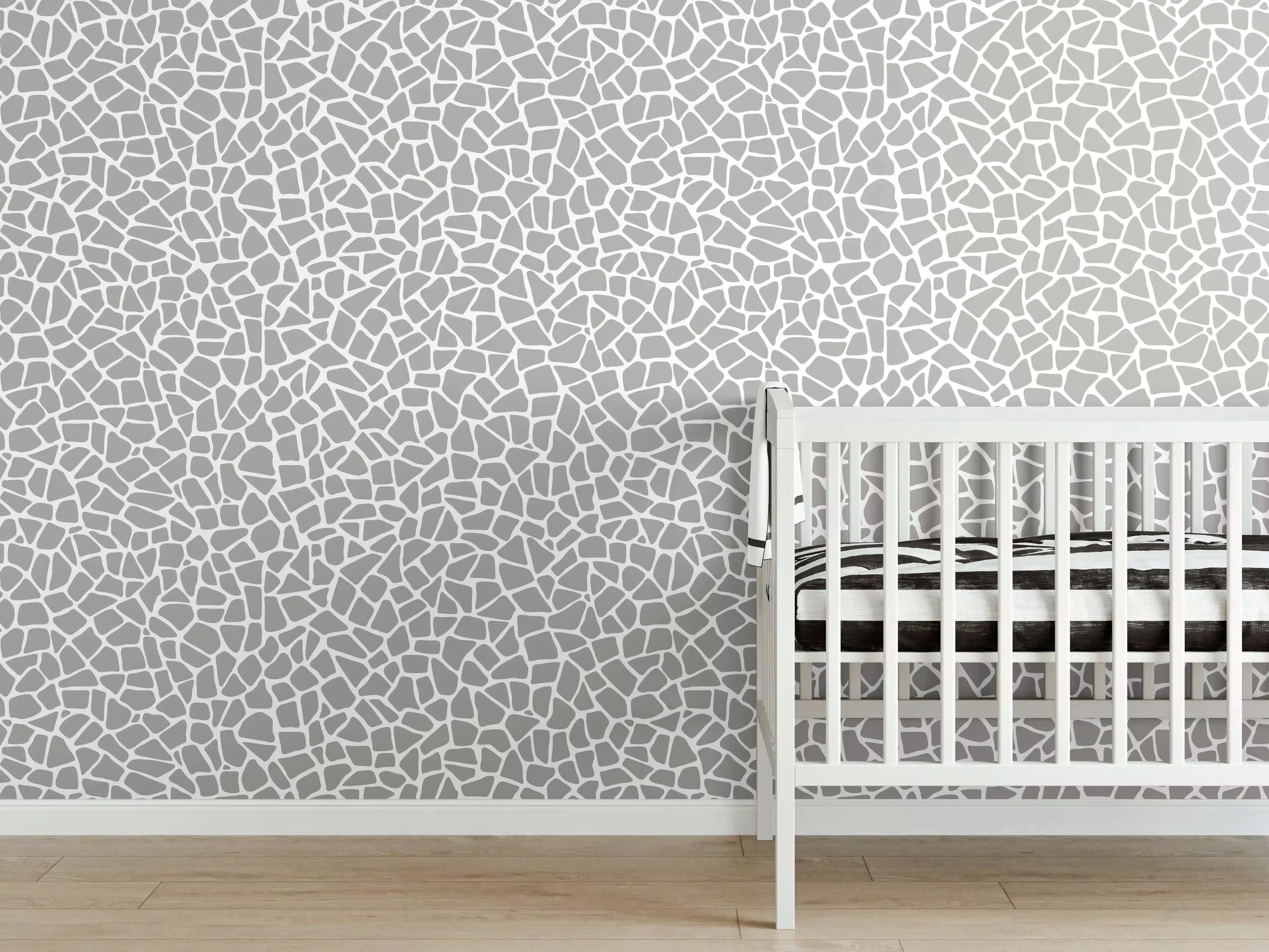 Babyzimmer Wandgestaltung - Helles Mosaik aus grauen und beigen Tönen