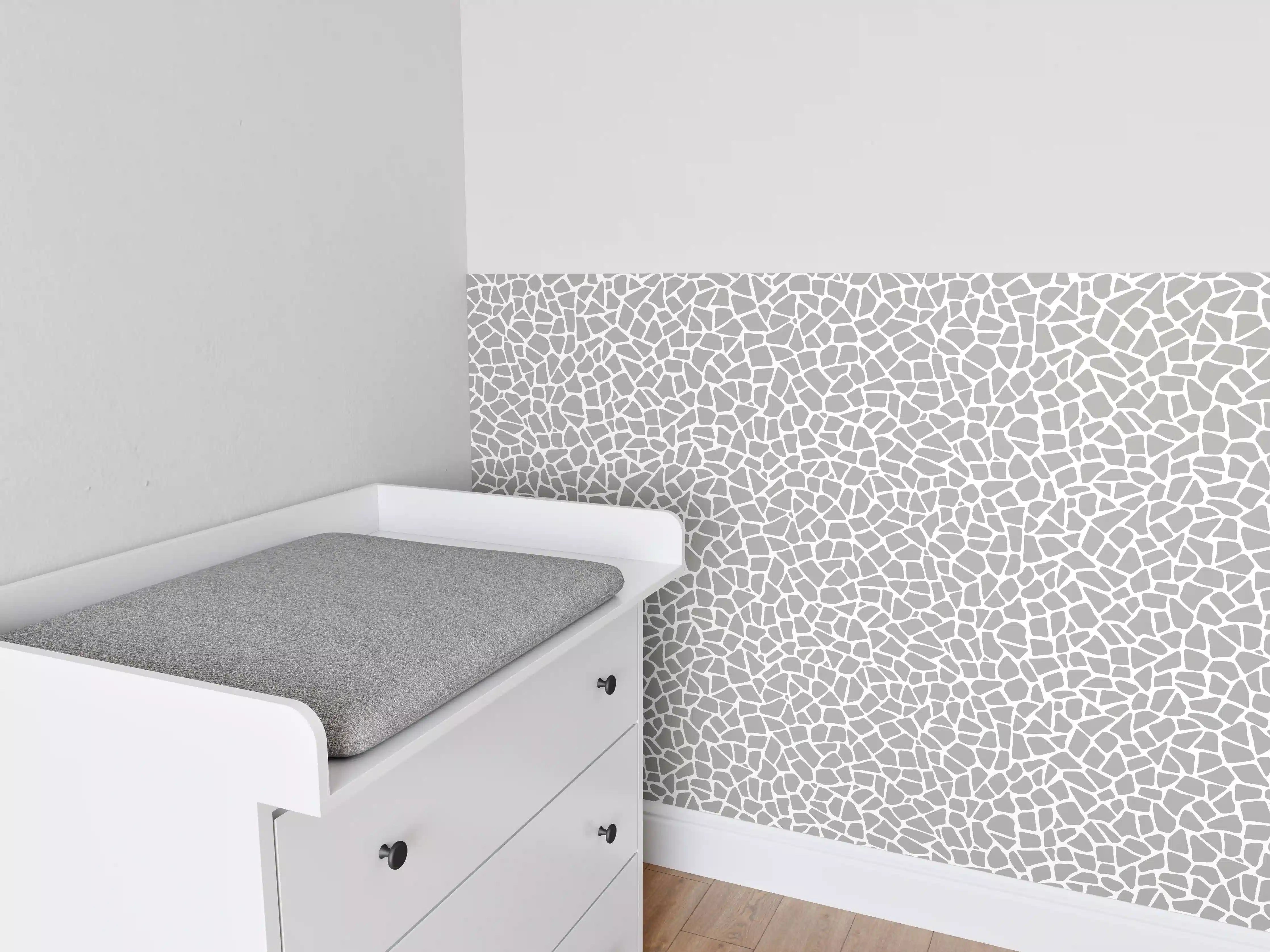 Babyzimmer Wandgestaltung - Helles Mosaik aus grauen und beigen Tönen