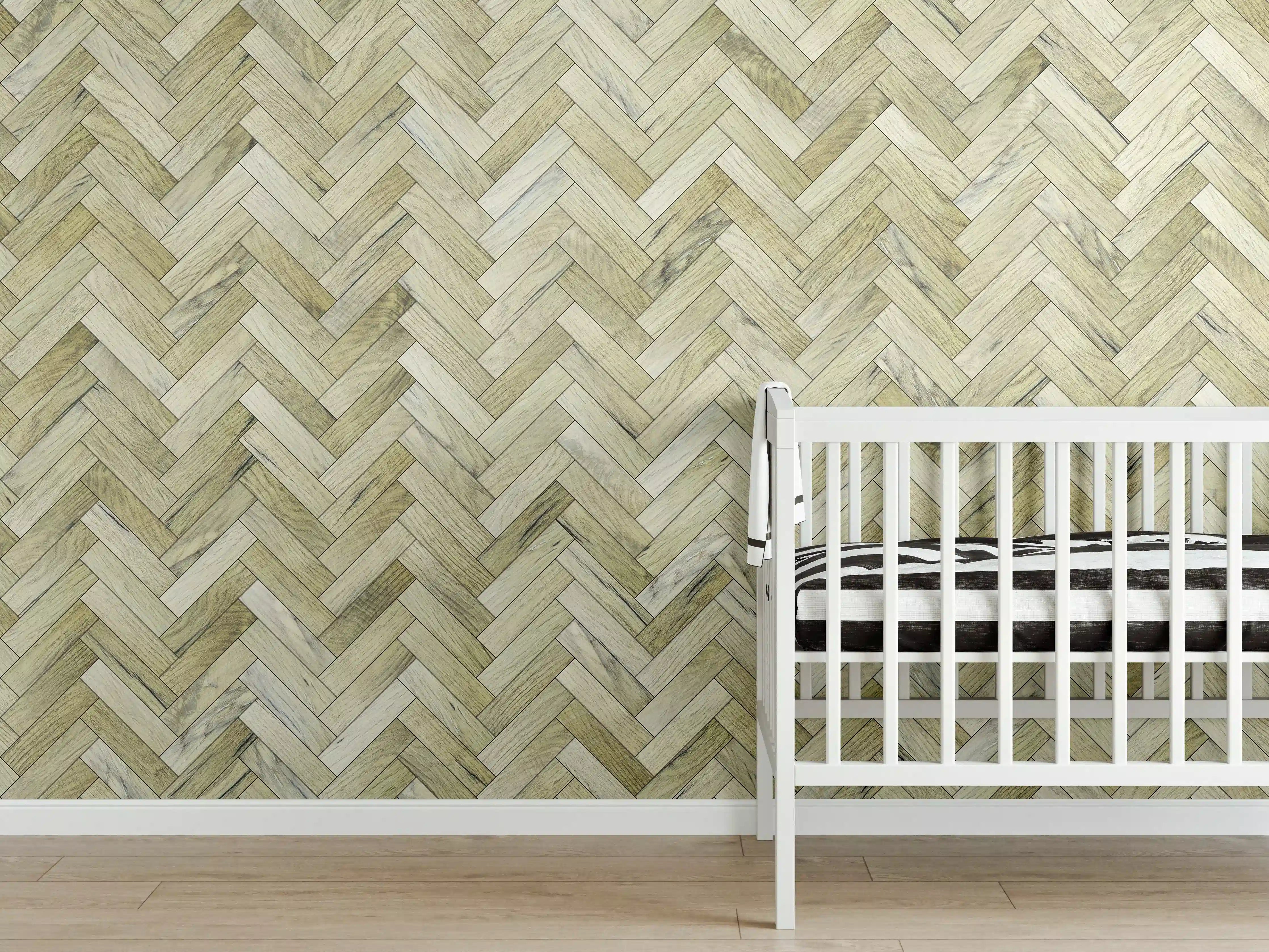 Babyzimmer Wandgestaltung - Helles Rechtecks Holzmuster