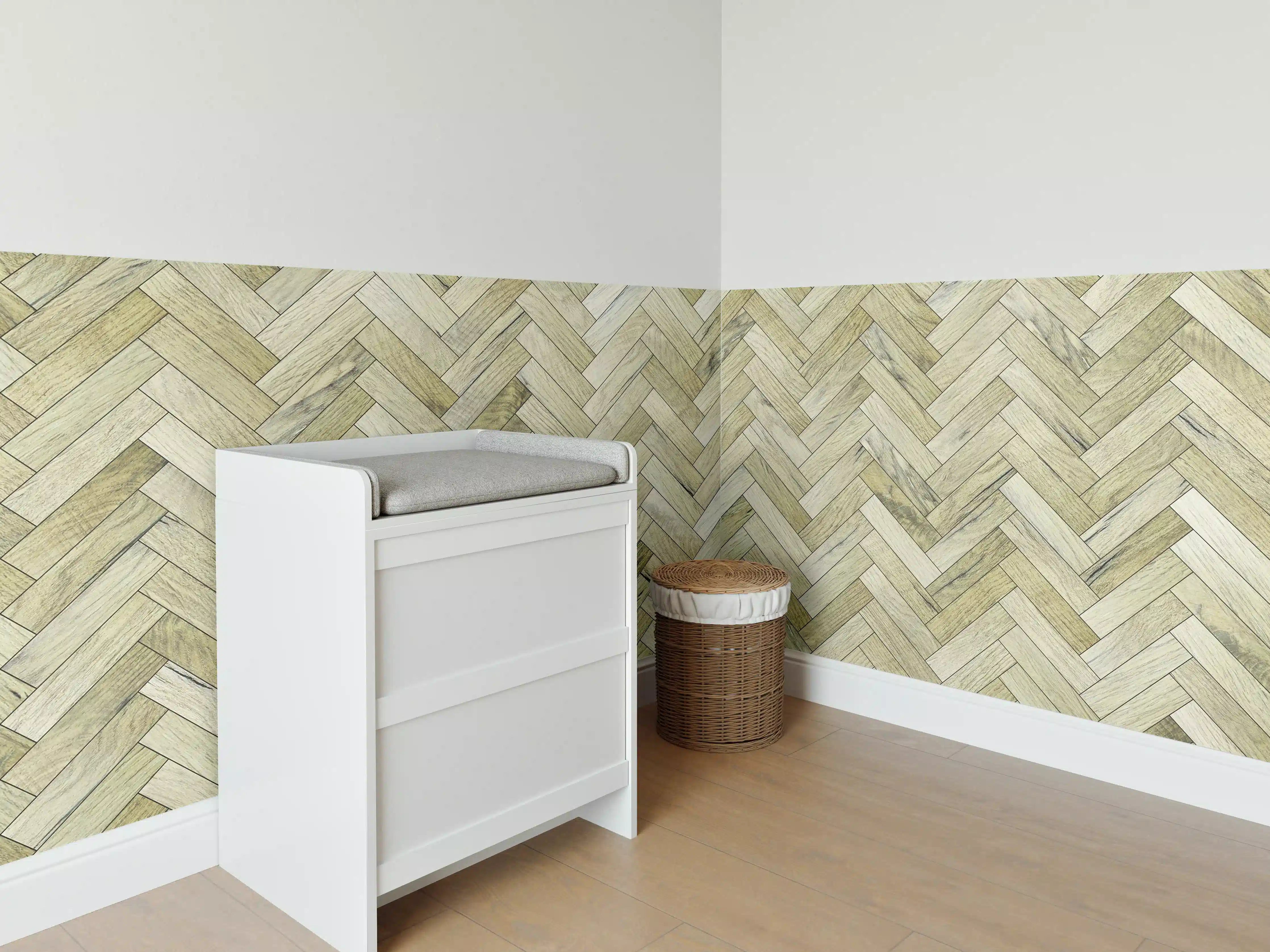 Babyzimmer Wandgestaltung - Helles Rechtecks Holzmuster