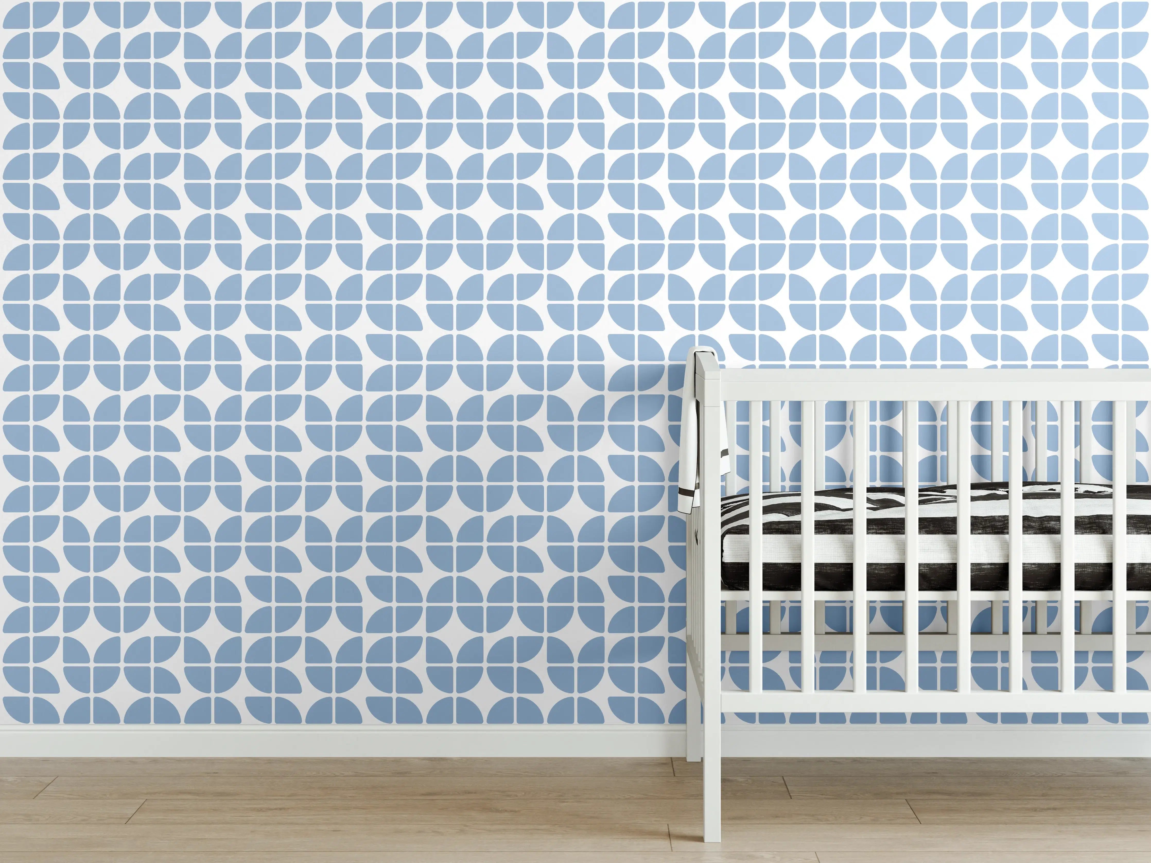 Babyzimmer Wandgestaltung - Helles Retro-Fliesenmuster in Türkis