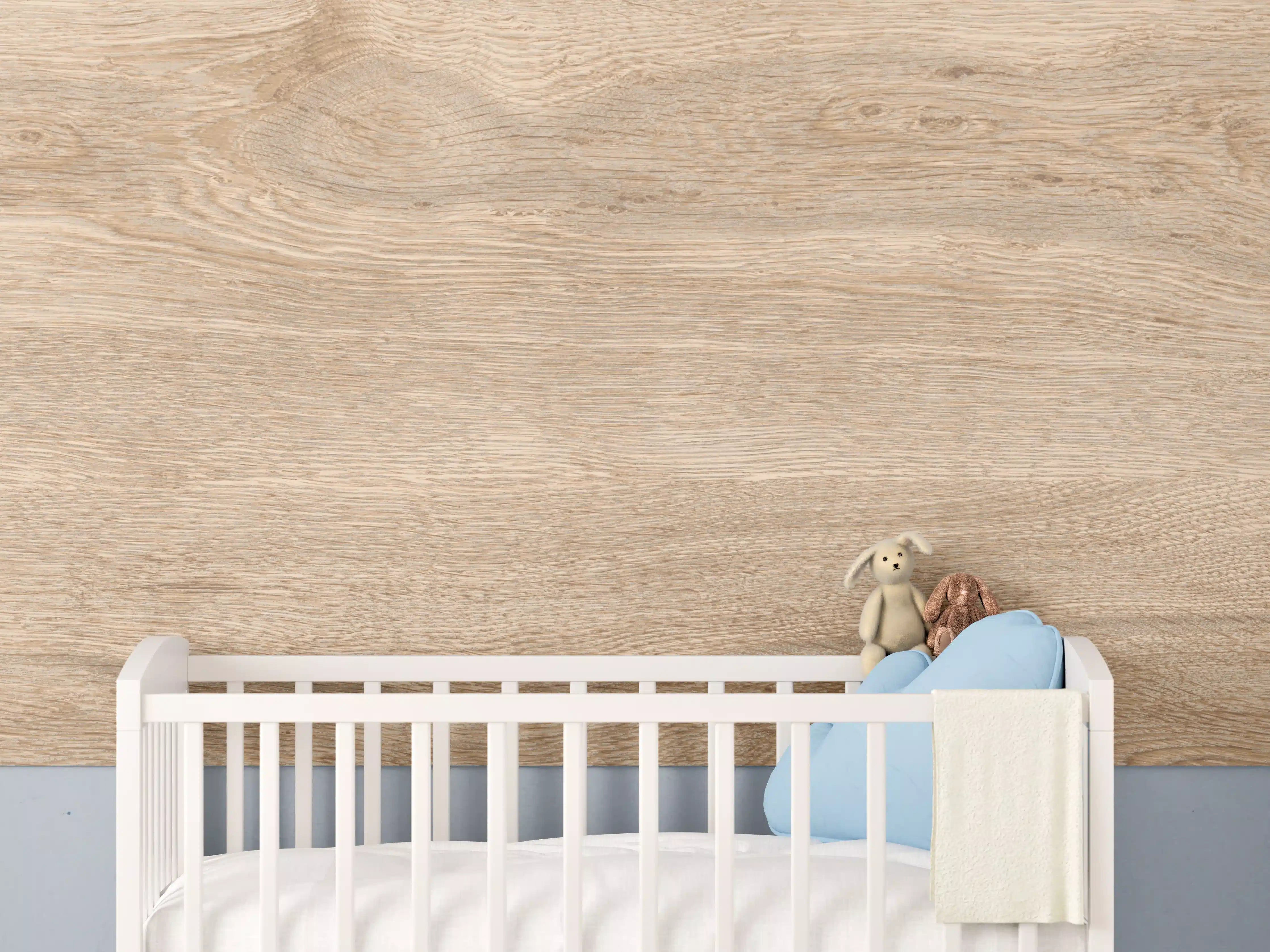 Babyzimmer Wandgestaltung - Helles trockenes Holz