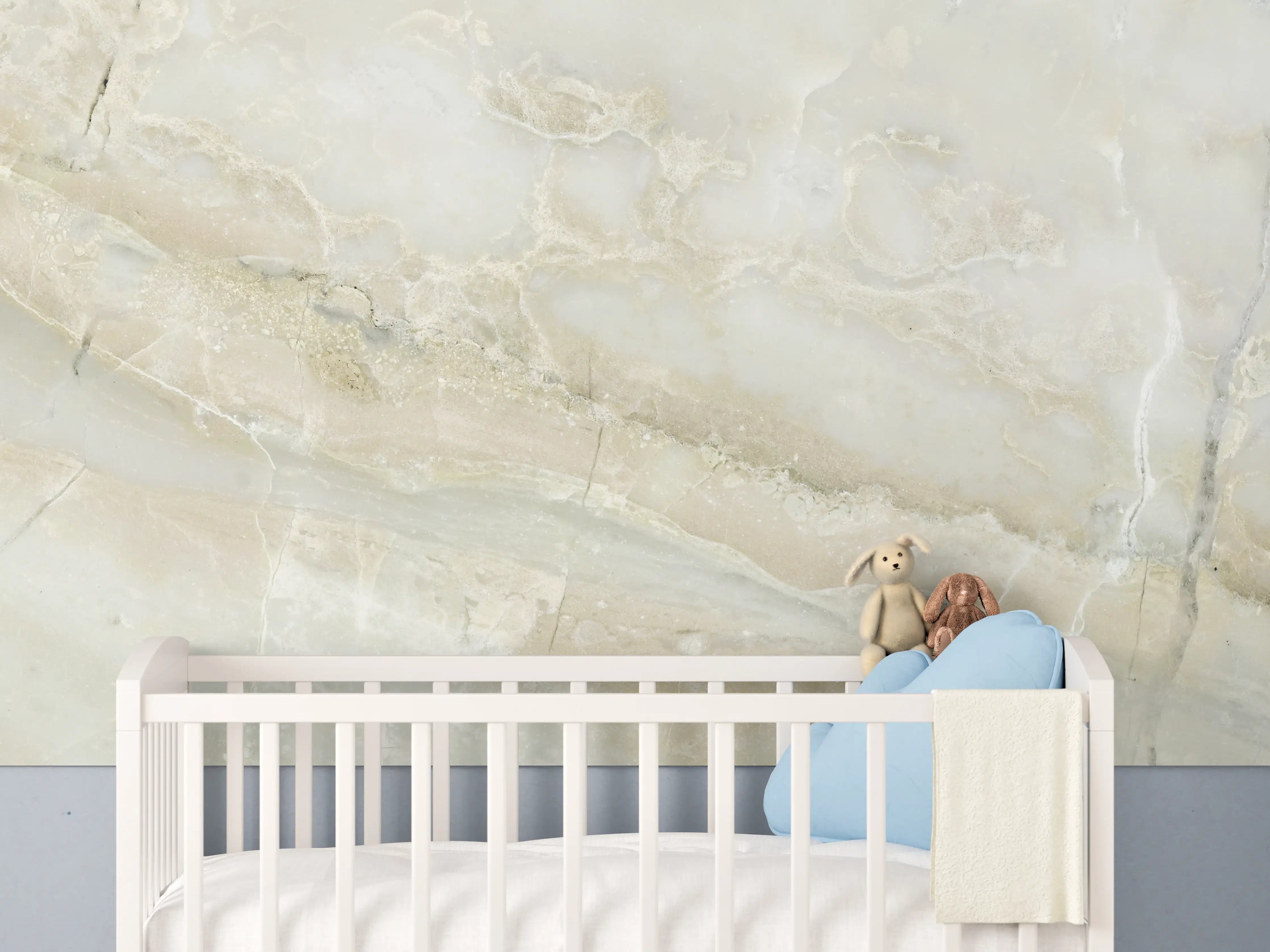 Babyzimmer Wandgestaltung - Hellweißer Marmor