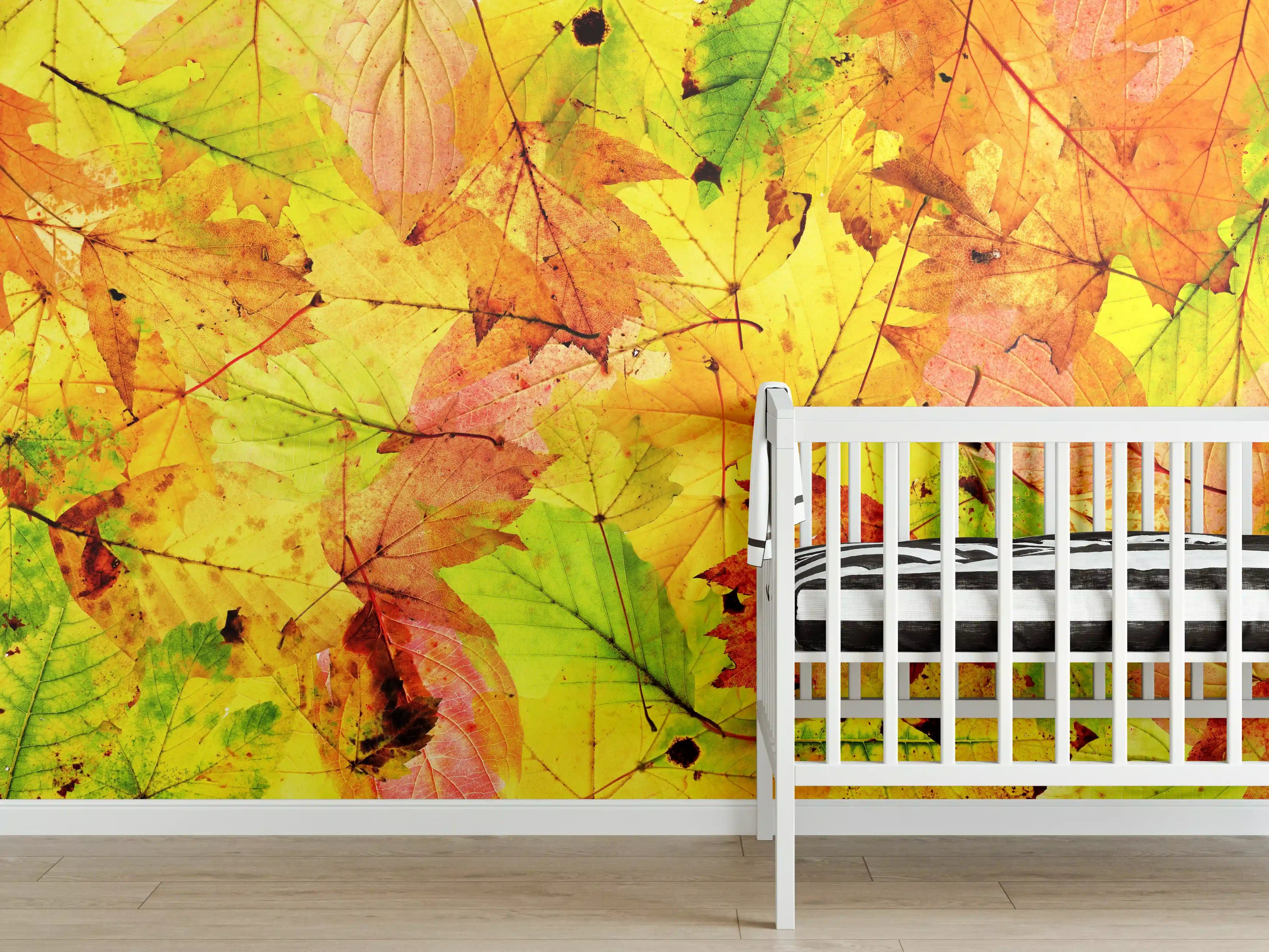 Babyzimmer Wandgestaltung - Herbstblätter Hintergrund