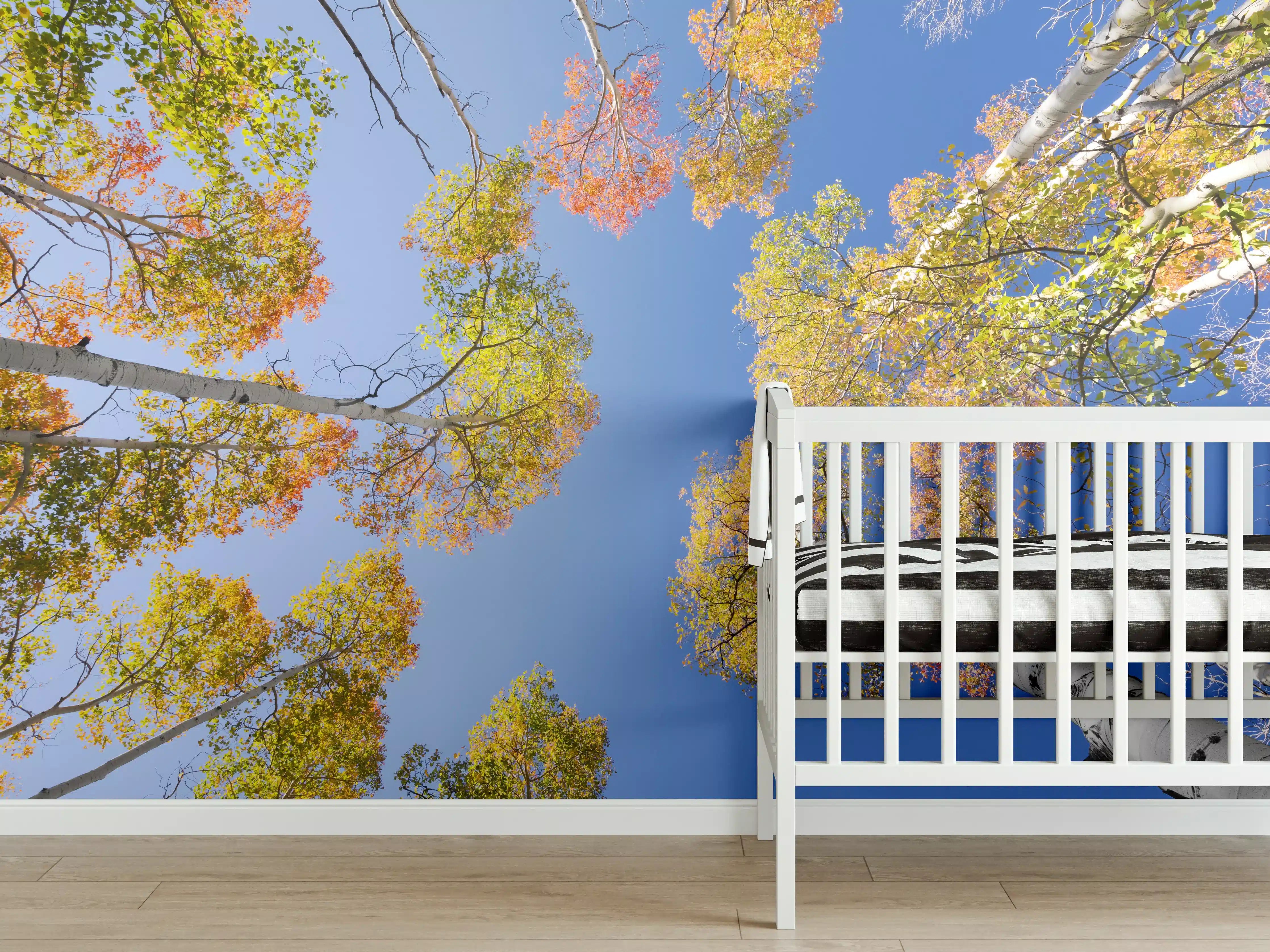 Babyzimmer Wandgestaltung - Herbstliche Birken