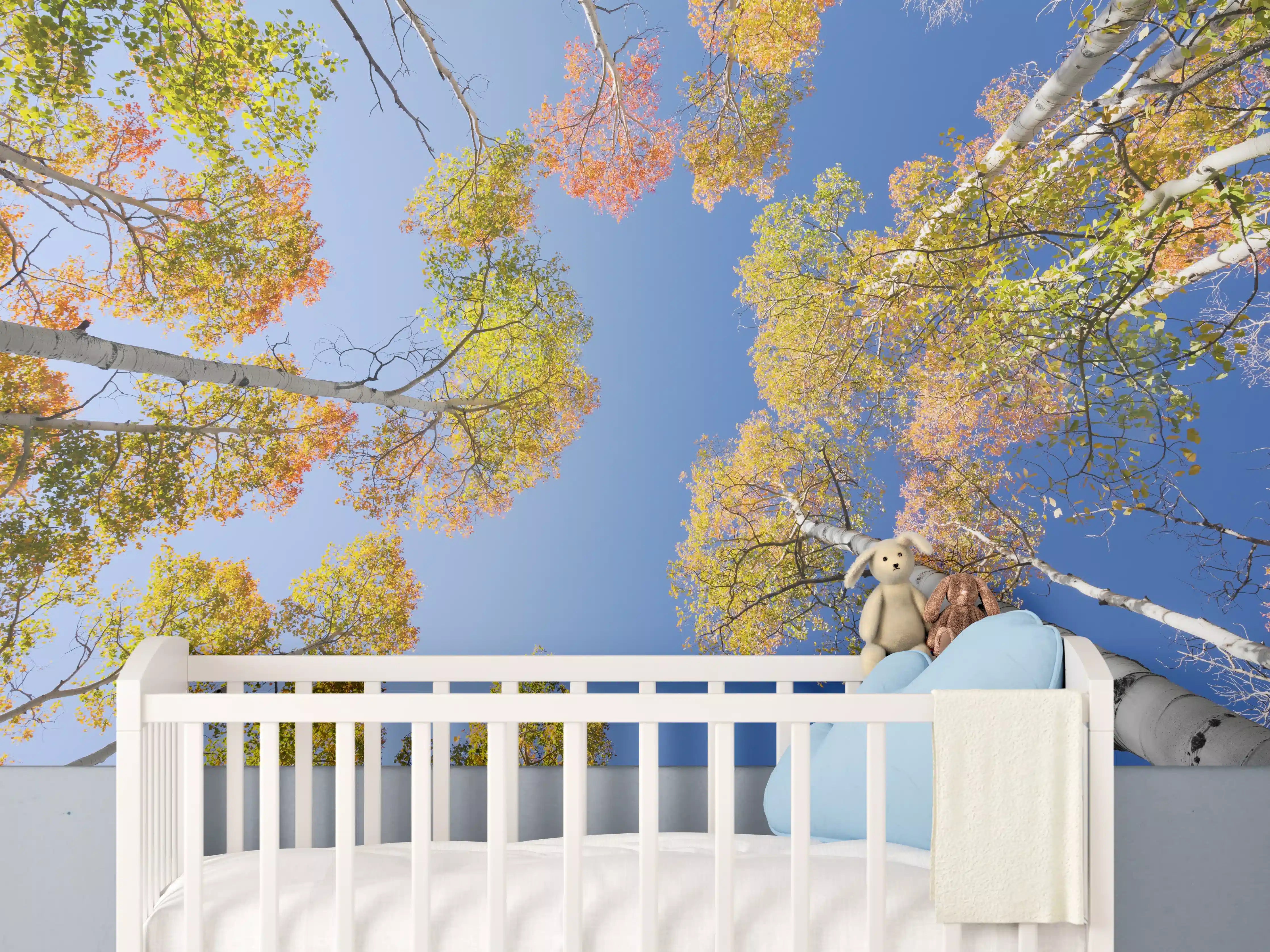 Babyzimmer Wandgestaltung - Herbstliche Birken