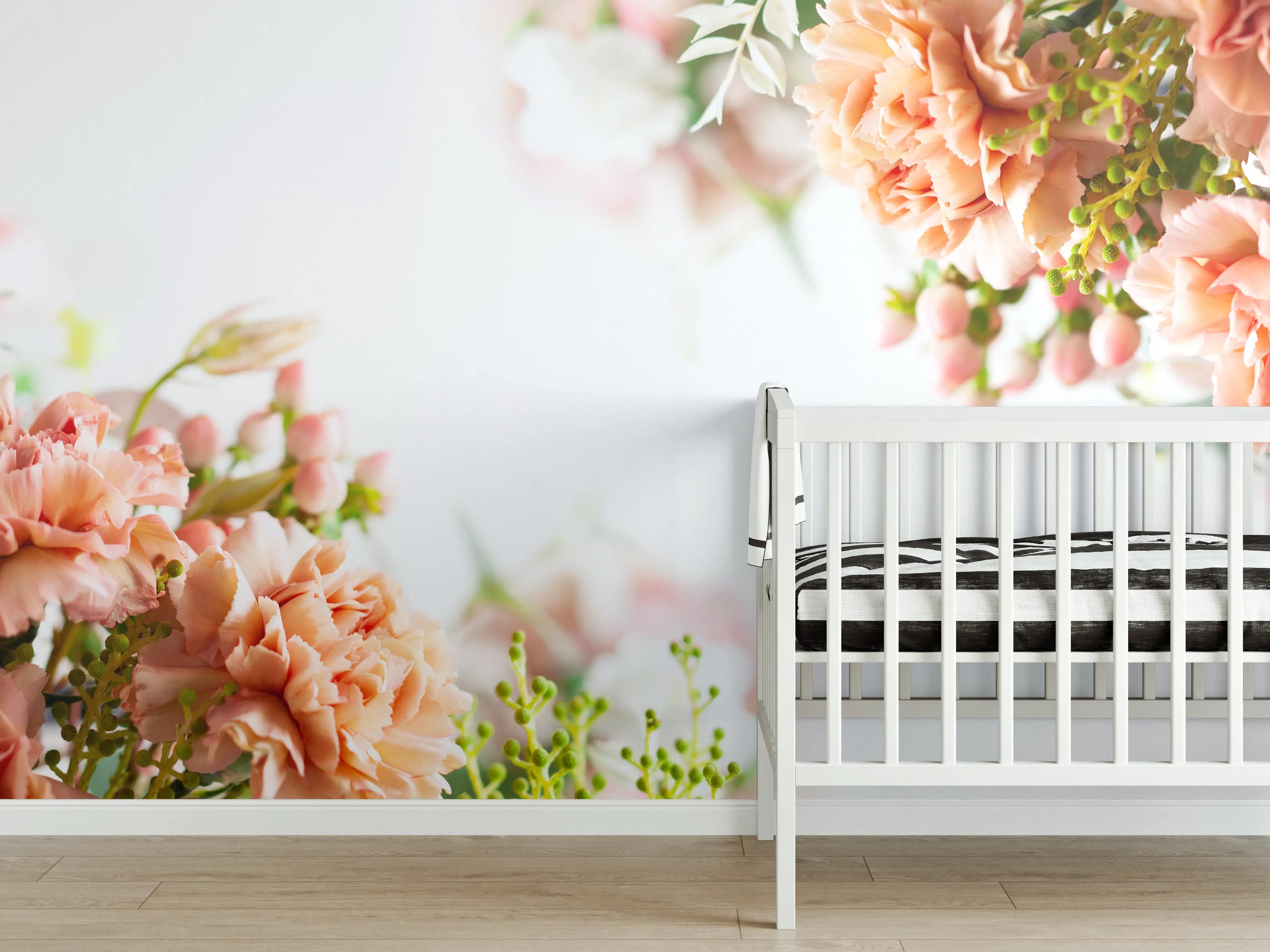 Babyzimmer Wandgestaltung - Herbstliche Blumenkomposition - Nahaufnahme