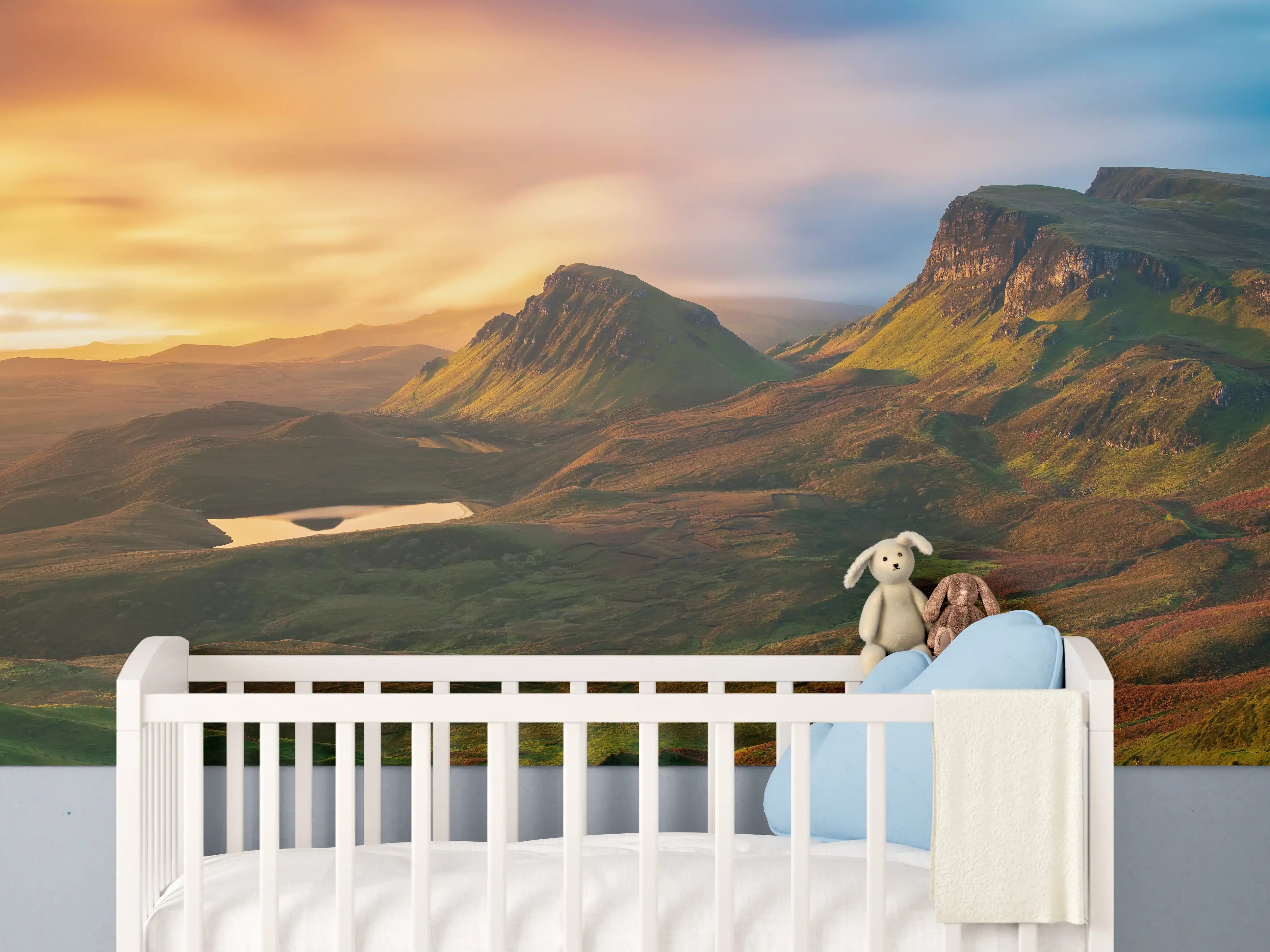 Babyzimmer Wandgestaltung - Herbstliche Highland-Landschaft