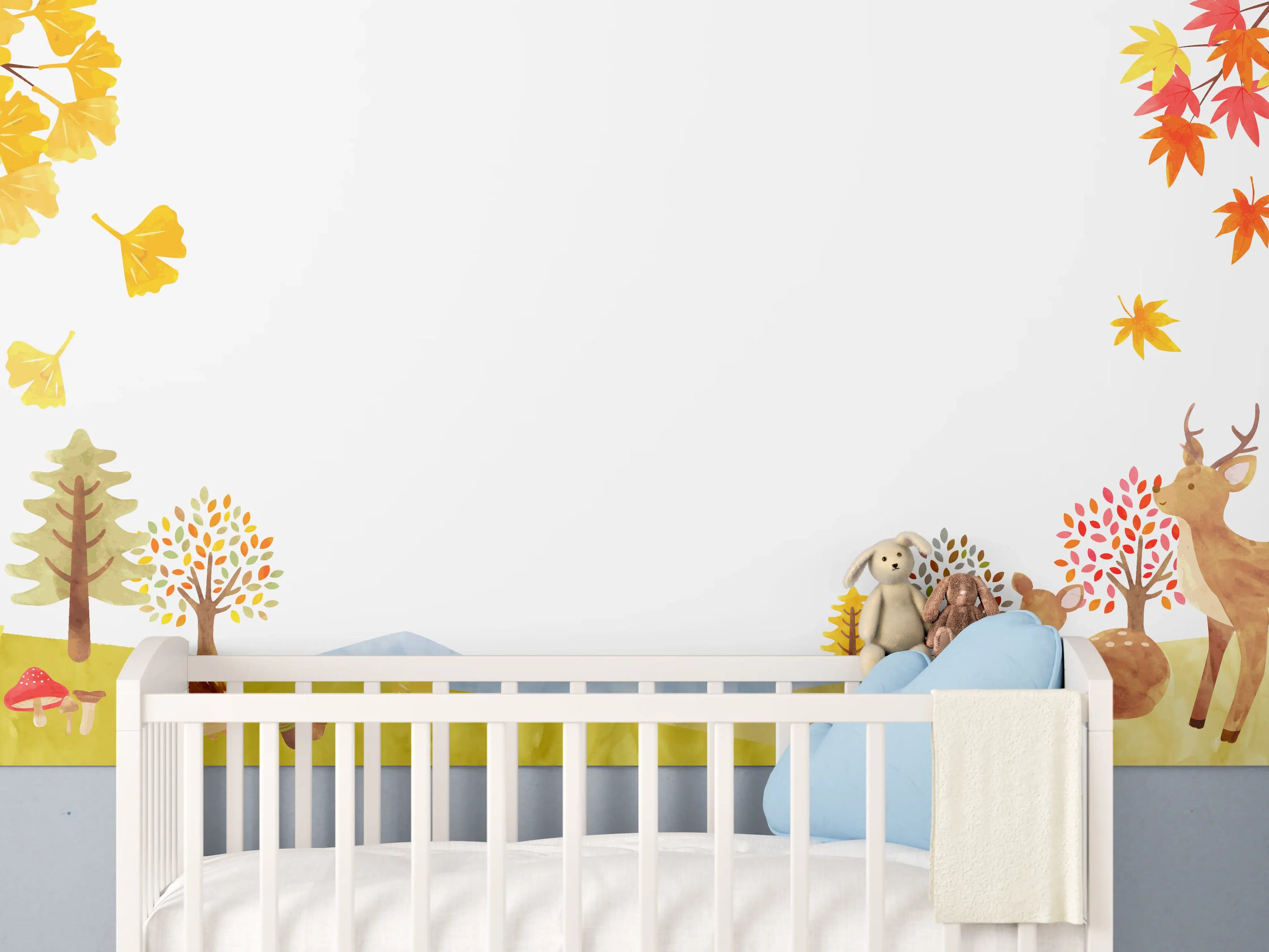 Babyzimmer Wandgestaltung - Herbstliche Tierillustration