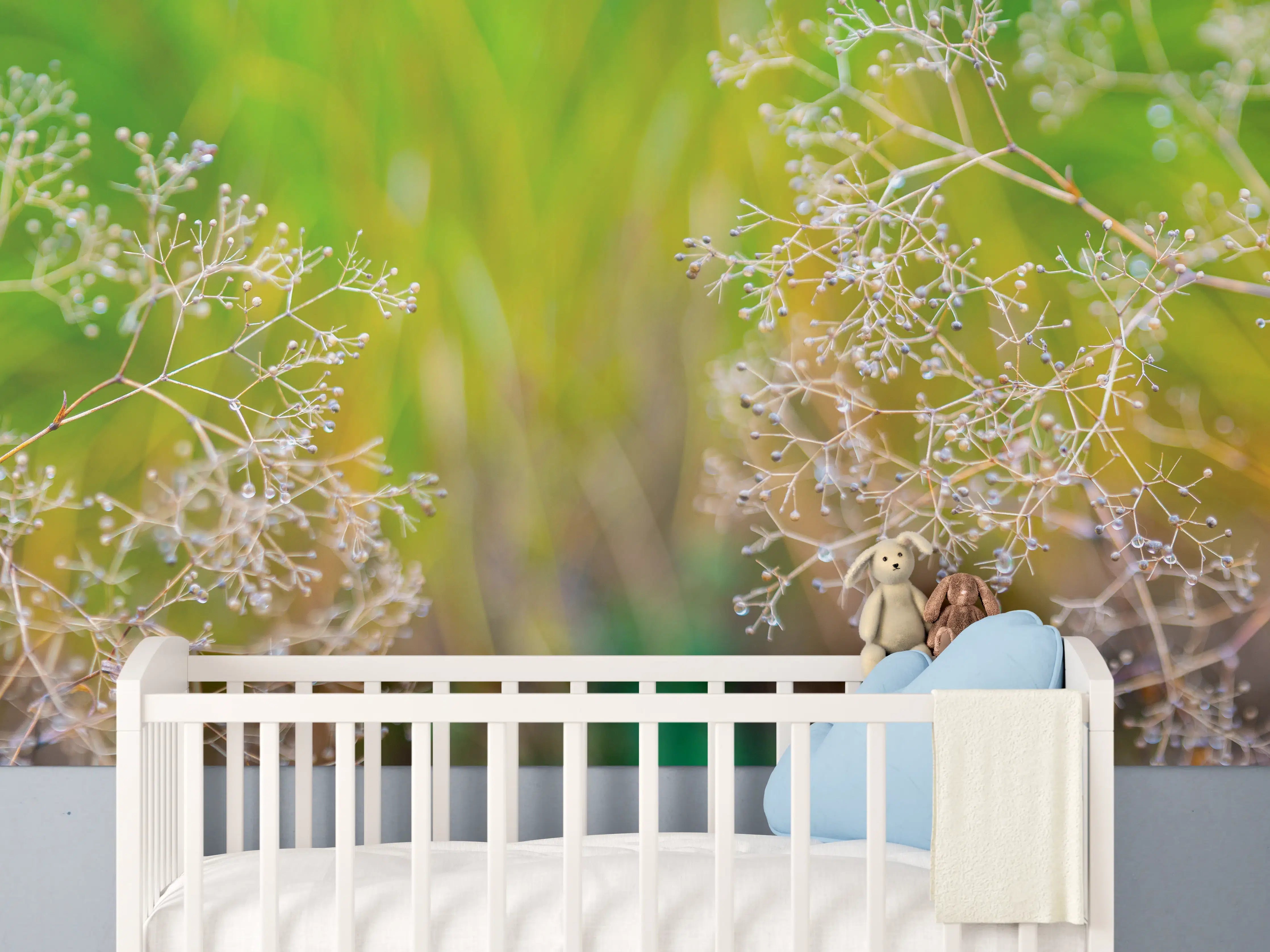 Babyzimmer Wandgestaltung - Herbstliche Trockenblumen