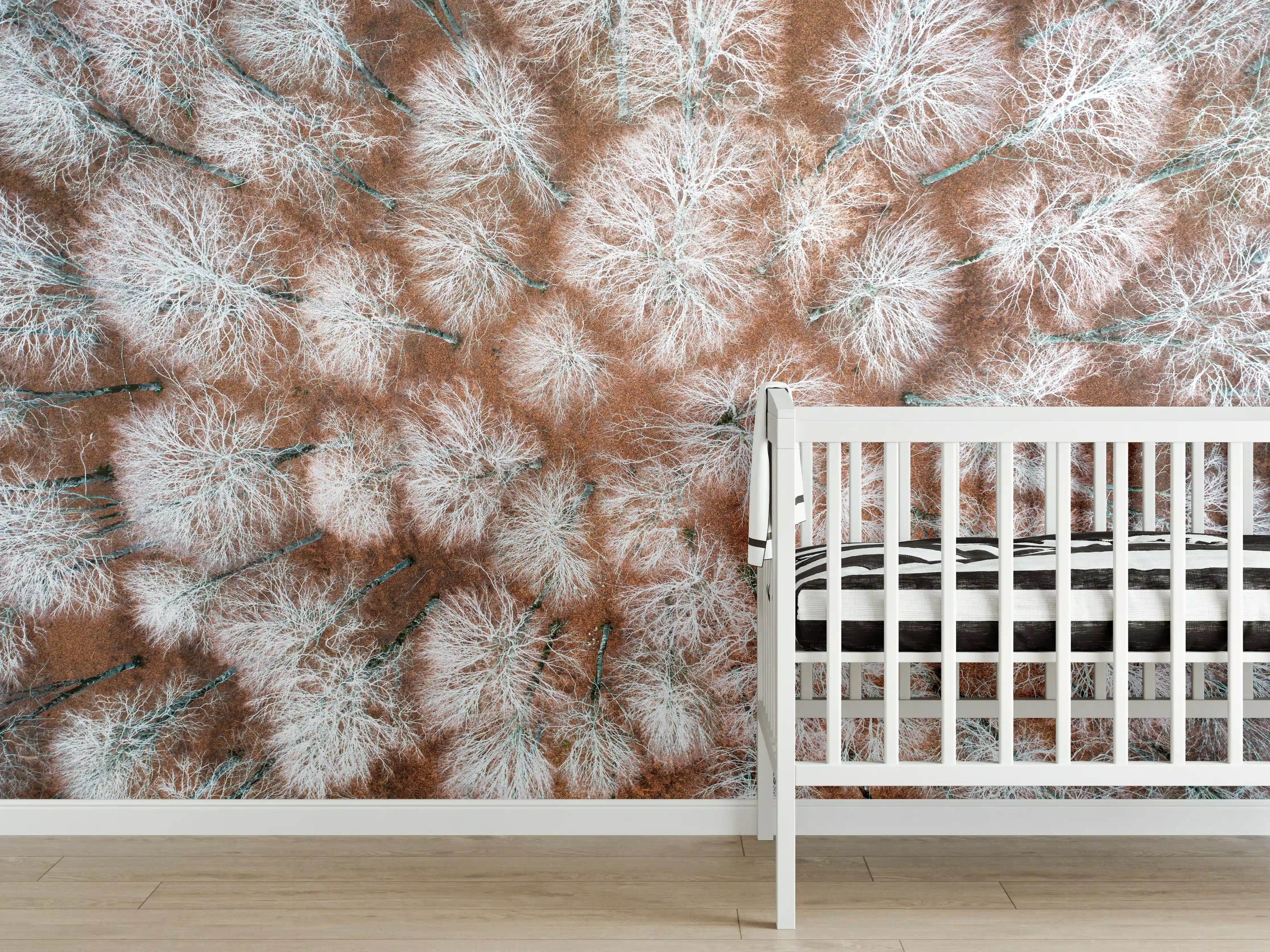 Babyzimmer Wandgestaltung - Herbstlicher Wald aus der Vogelperspektive