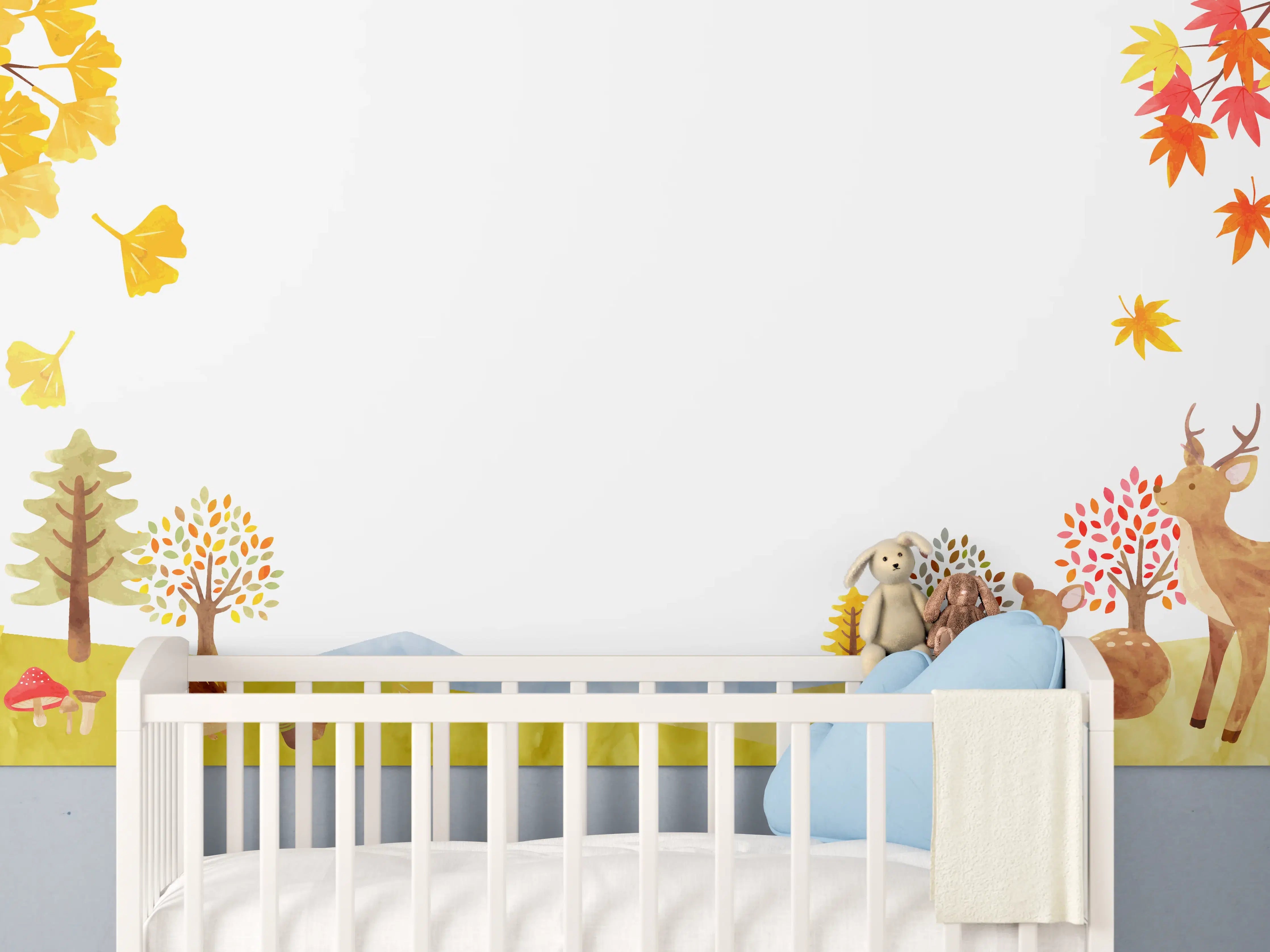 Babyzimmer Wandgestaltung - Herbstwald Illustration
