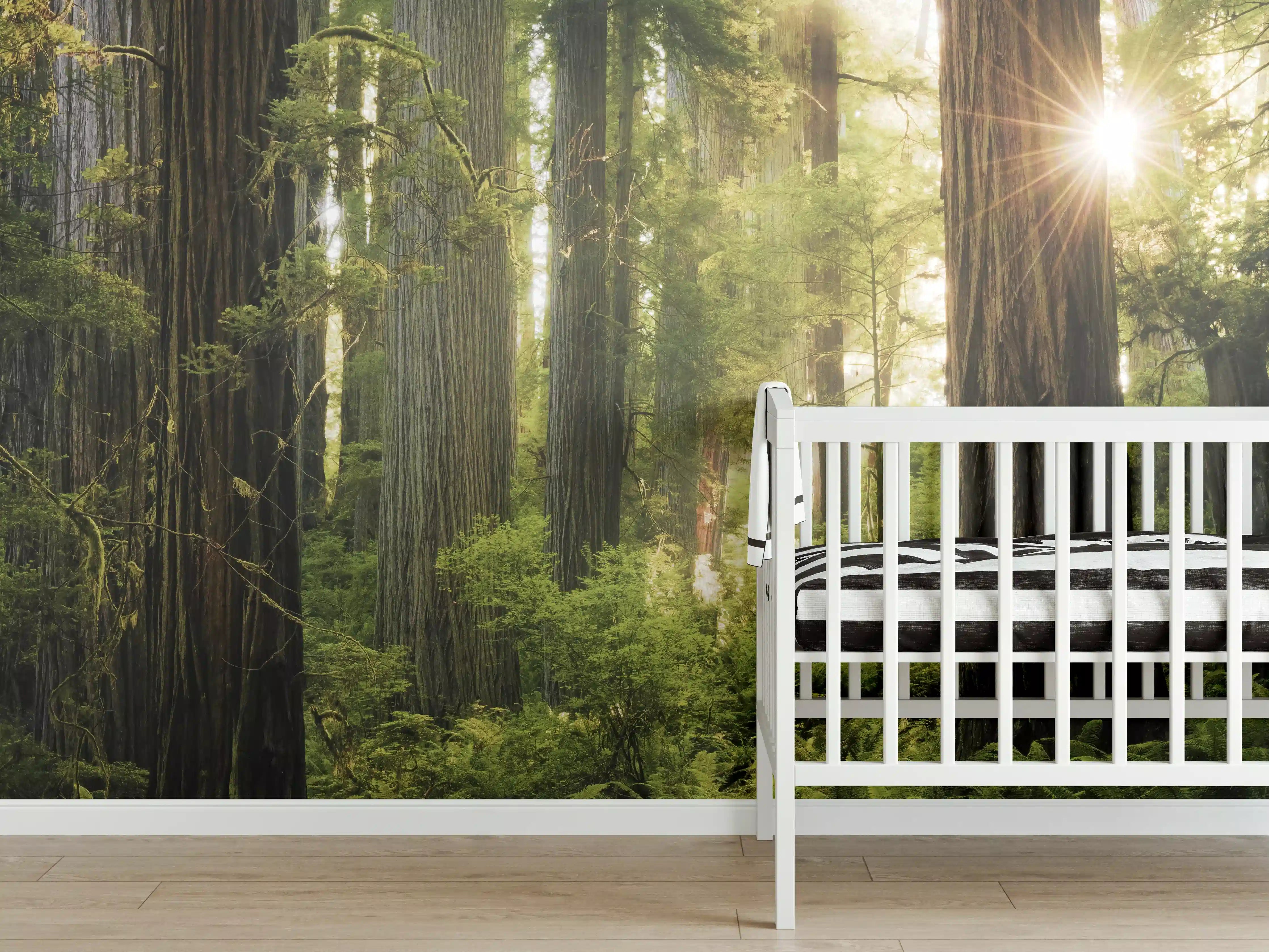 Babyzimmer Wandgestaltung - Herbstwald Lichtspiel