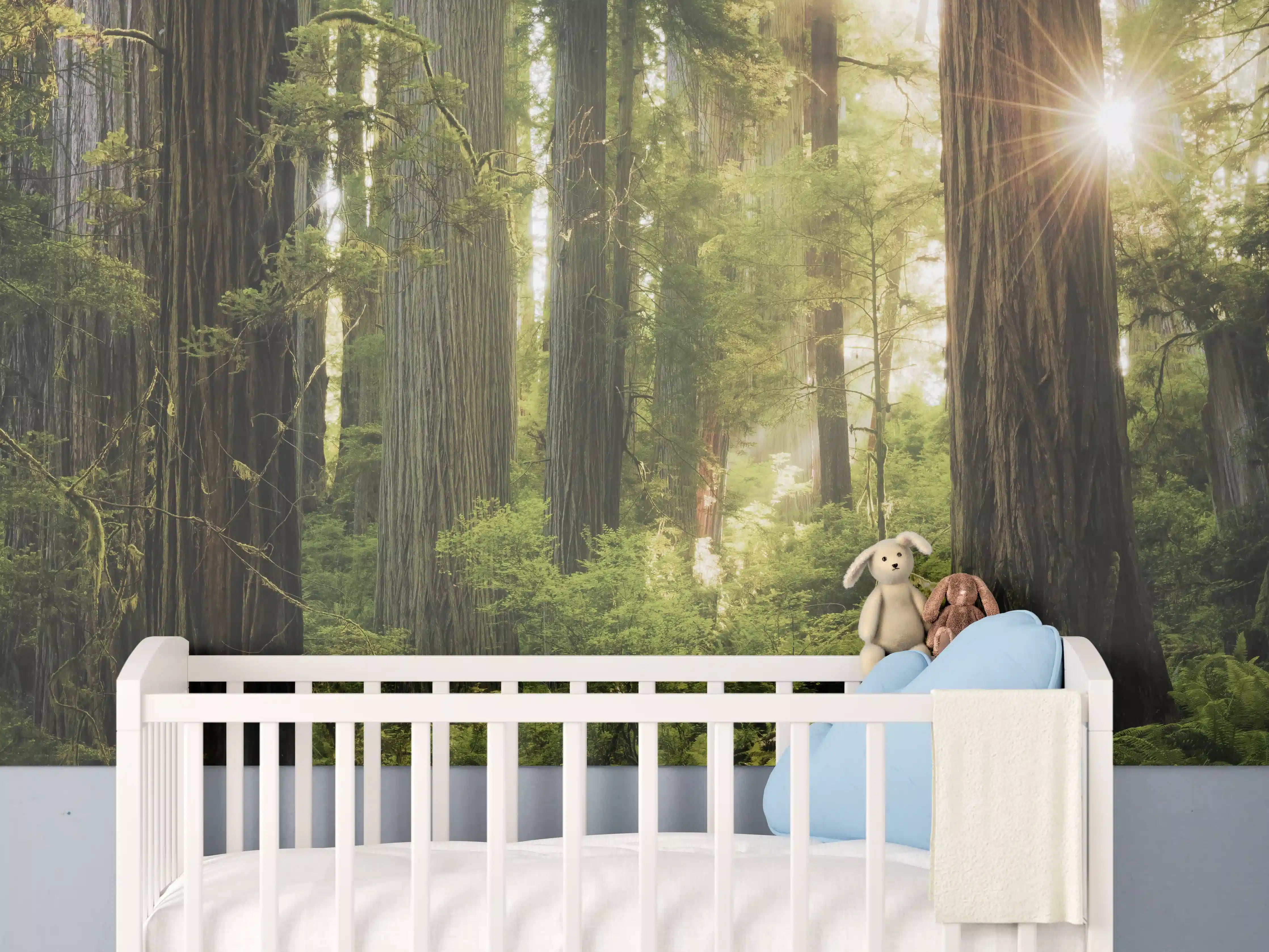 Babyzimmer Wandgestaltung - Herbstwald Lichtspiel
