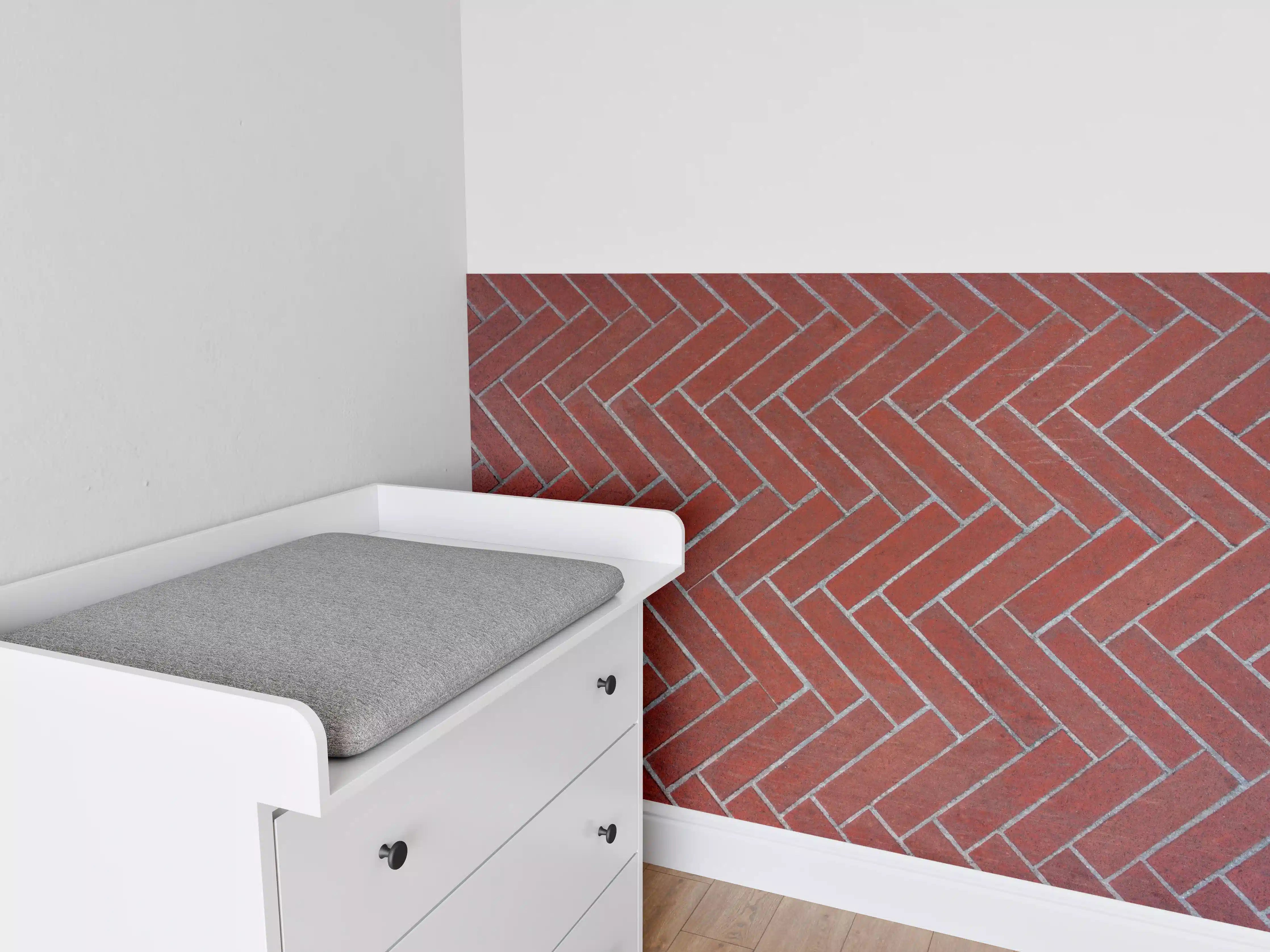 Babyzimmer Wandgestaltung - Herringbone Red Brick Pavers