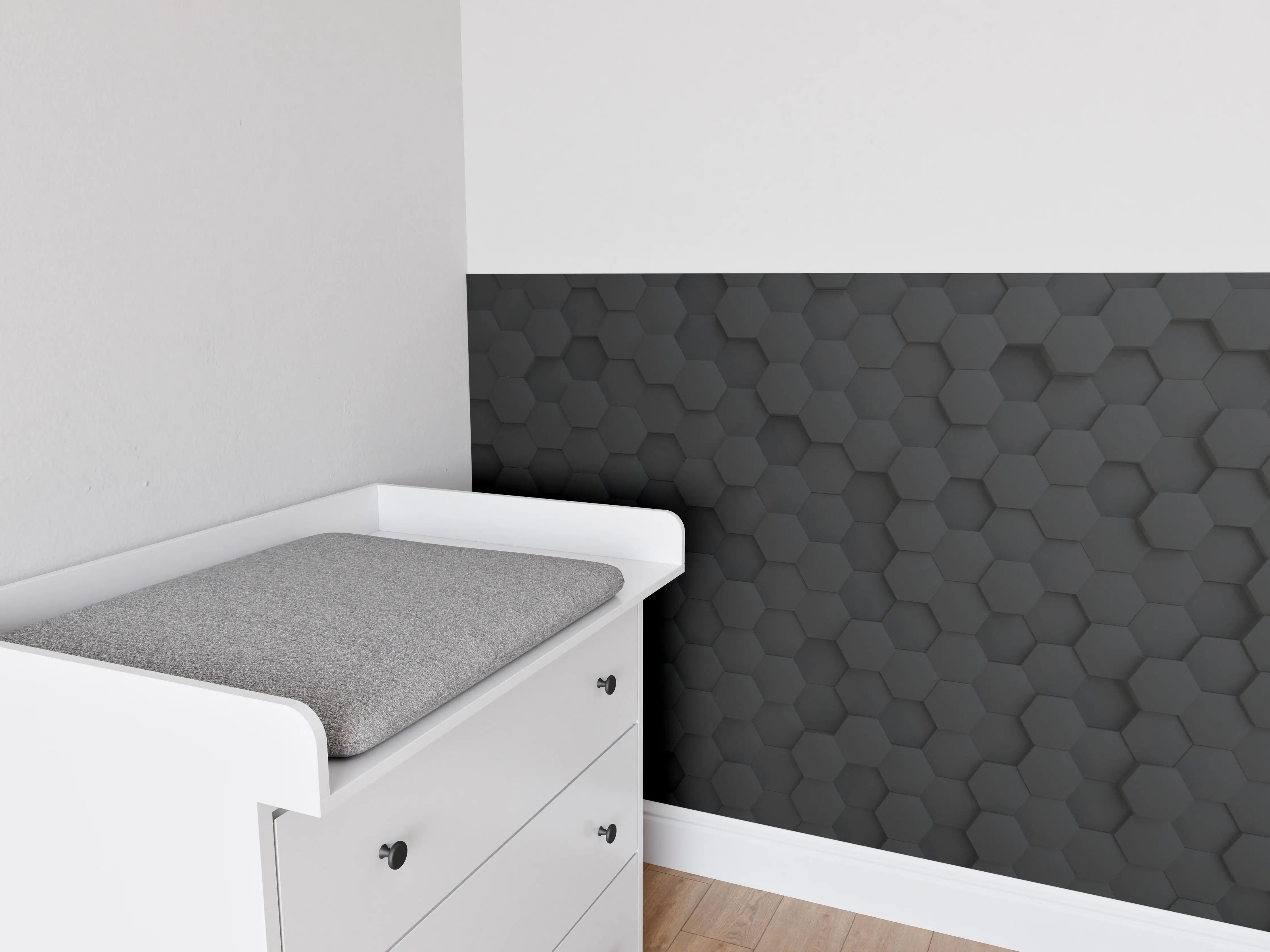 Babyzimmer Wandgestaltung - Hexagon Dunkelgrau Textur