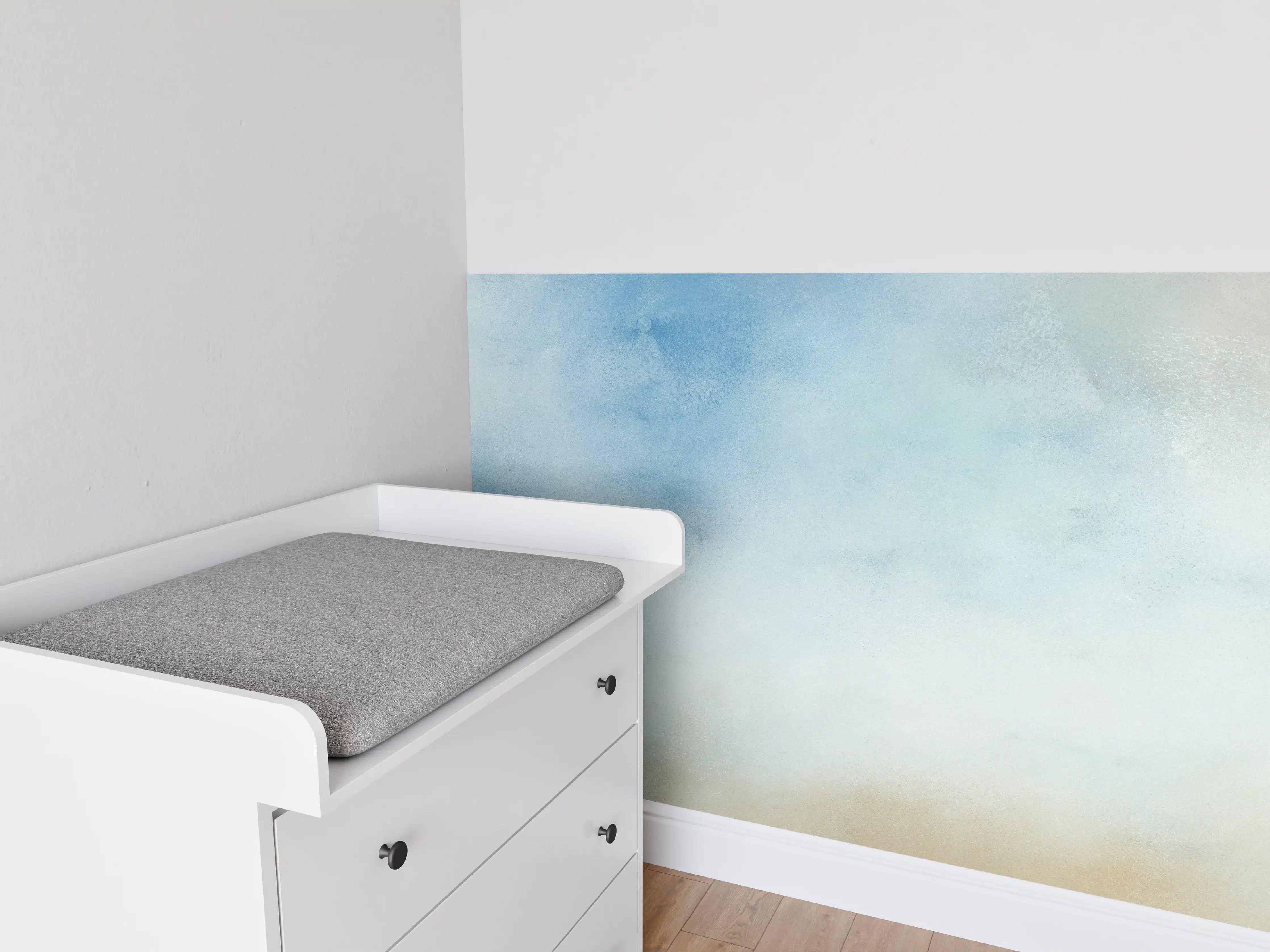 Babyzimmer Wandgestaltung - Himmel in sanften Blautönen und Weiß
