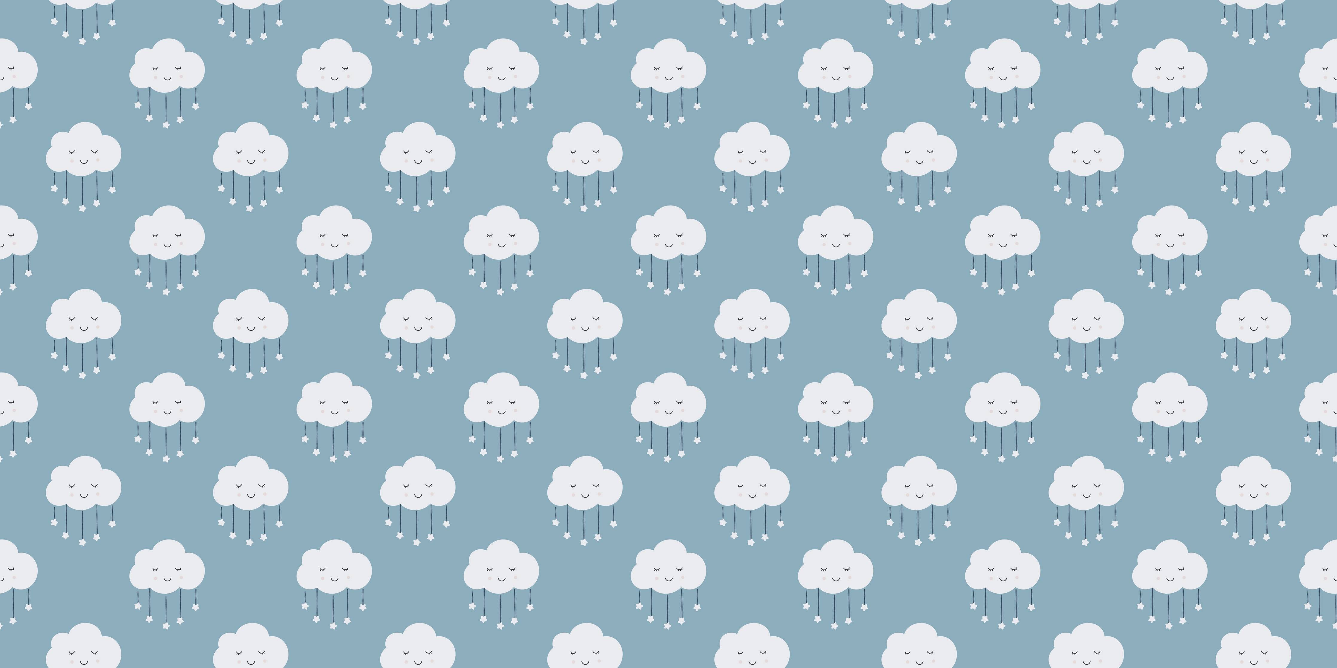Babyzimmer Wandgestaltung-Himmel mit Wolken in sanften Blau- und Grautönen