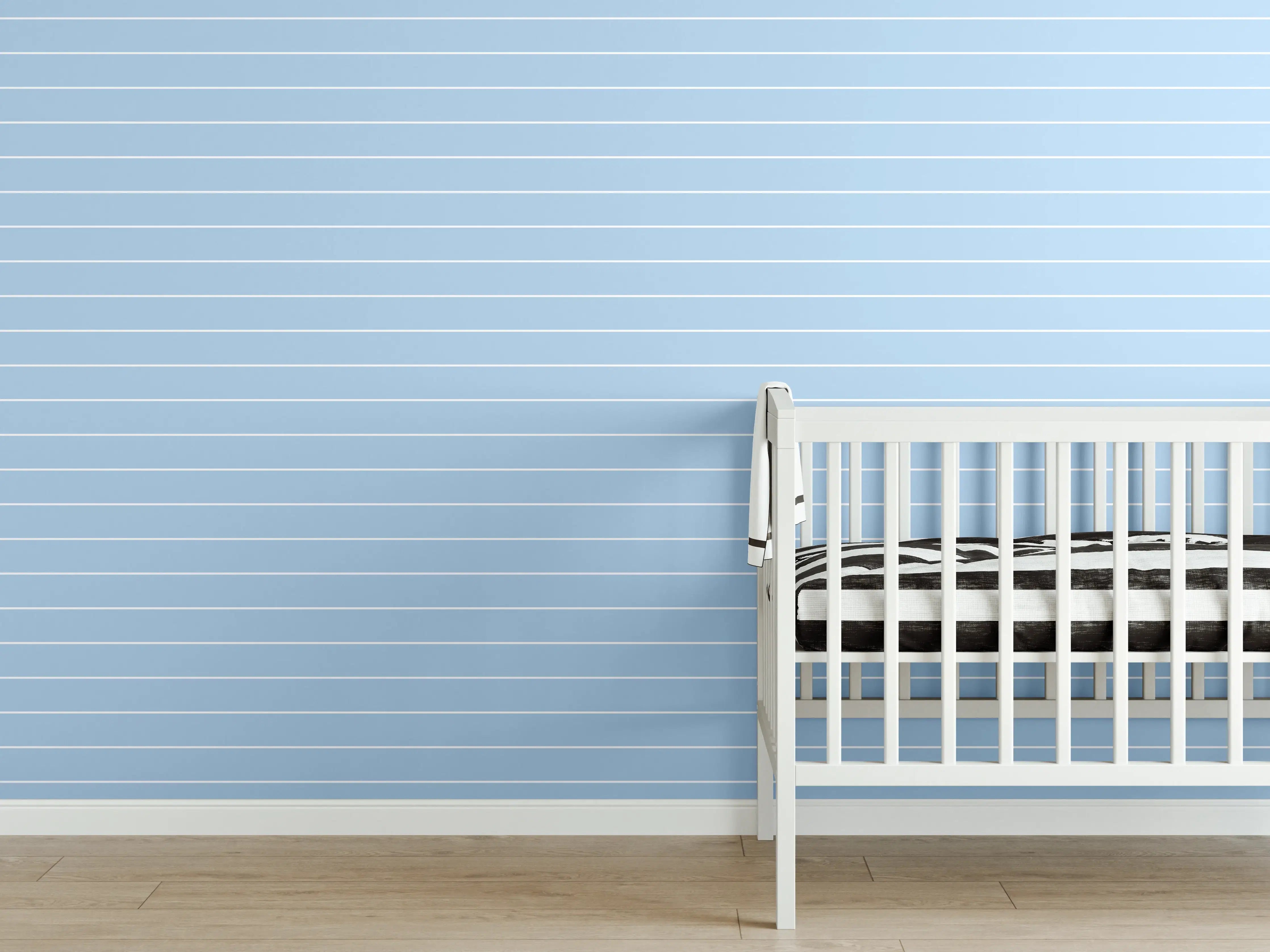 Babyzimmer Wandgestaltung - Himmelblauer Himmel mit Linien