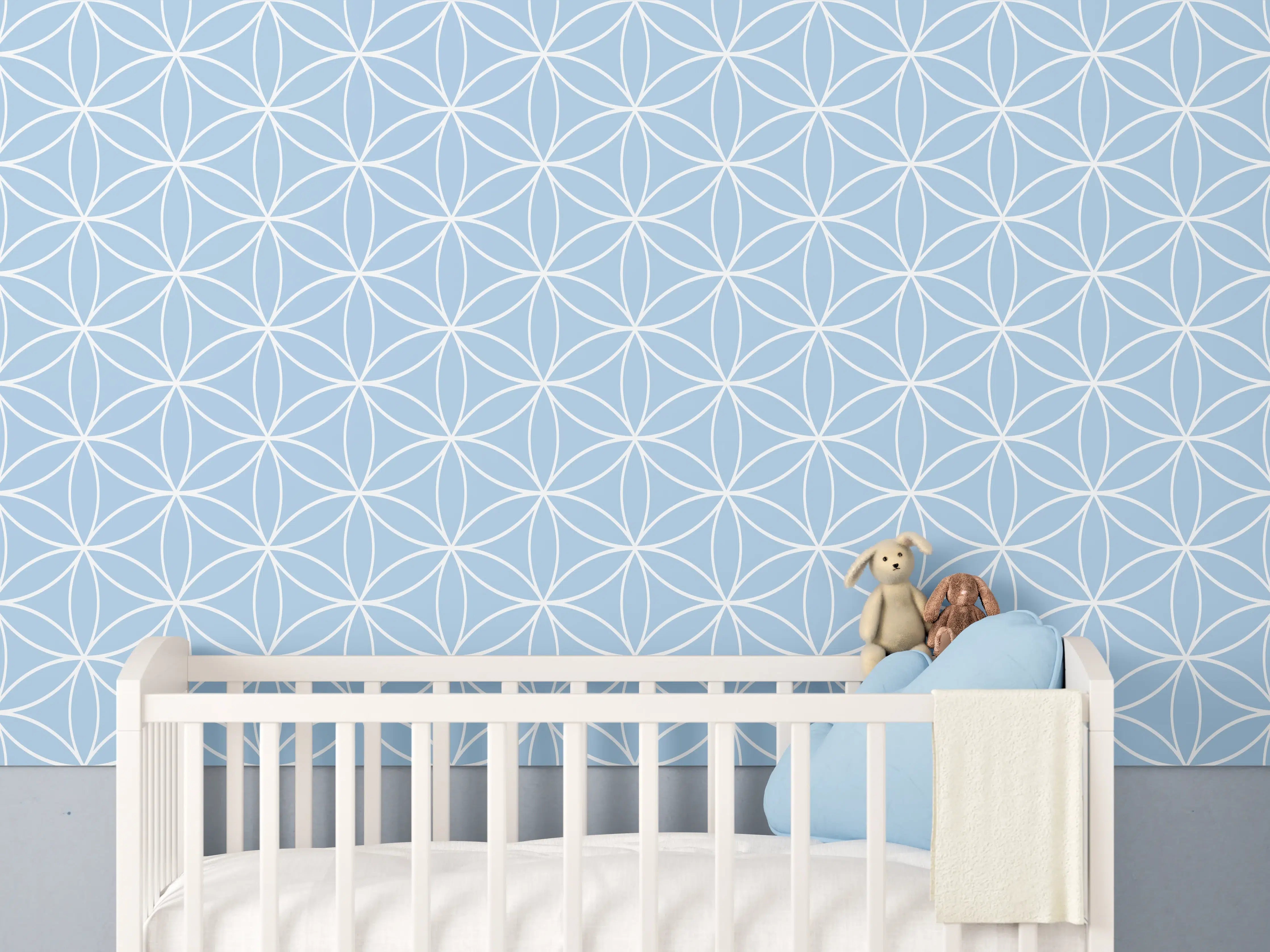 Babyzimmer Wandgestaltung - Himmelblauer geometrischer Dekor