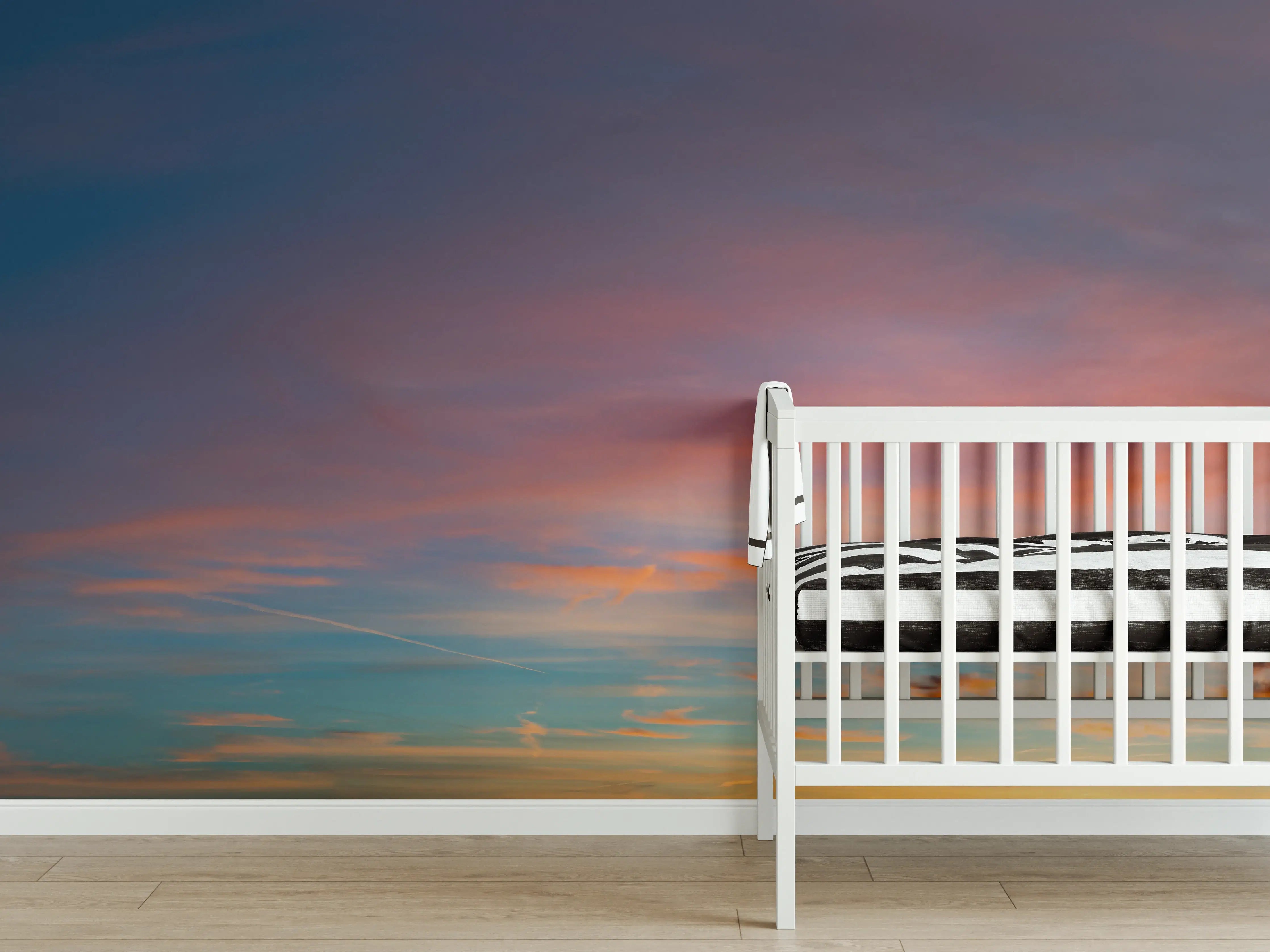 Babyzimmer Wandgestaltung - Himmelspanorama bei Sonnenuntergang