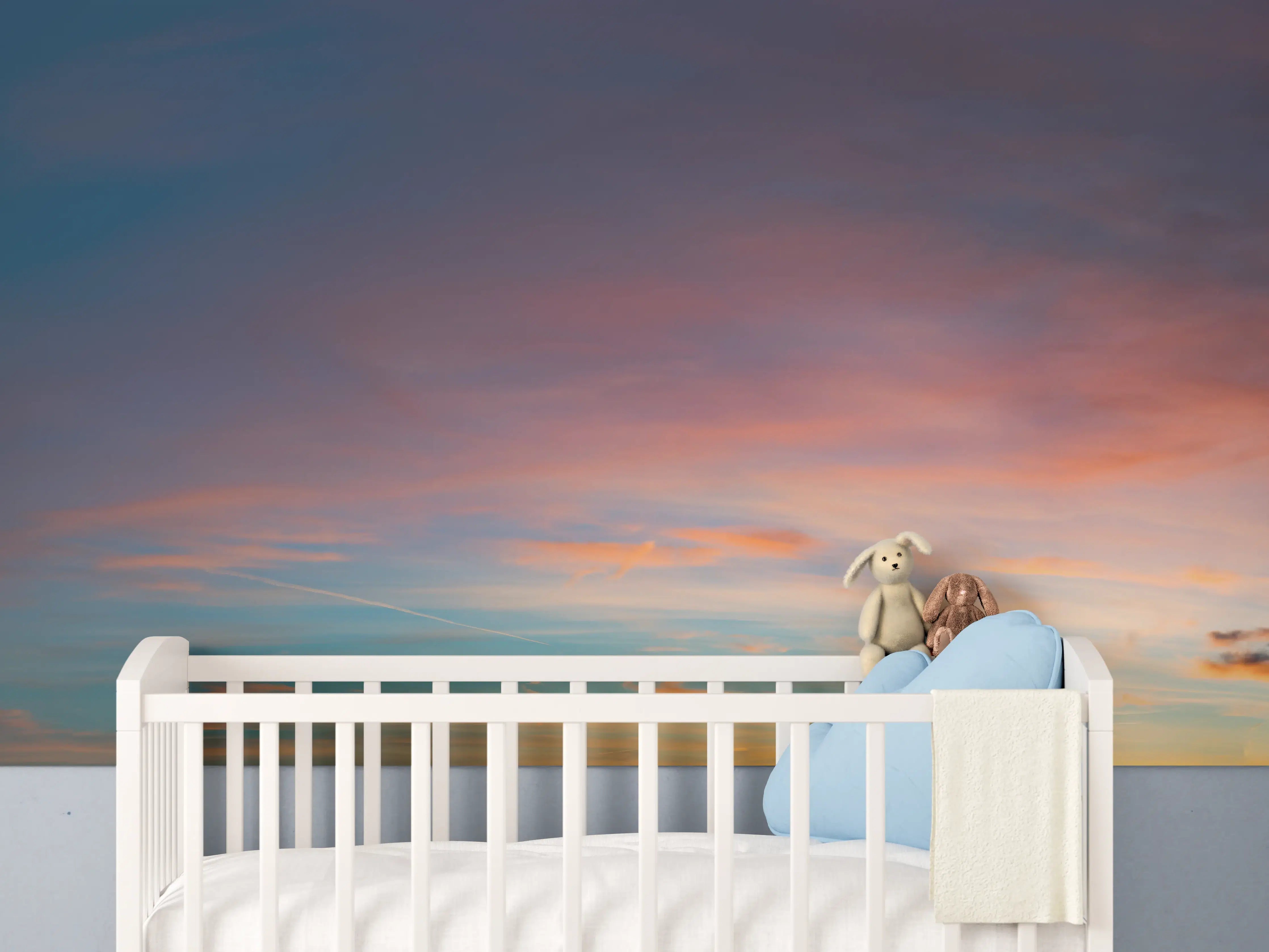 Babyzimmer Wandgestaltung - Himmelspanorama bei Sonnenuntergang