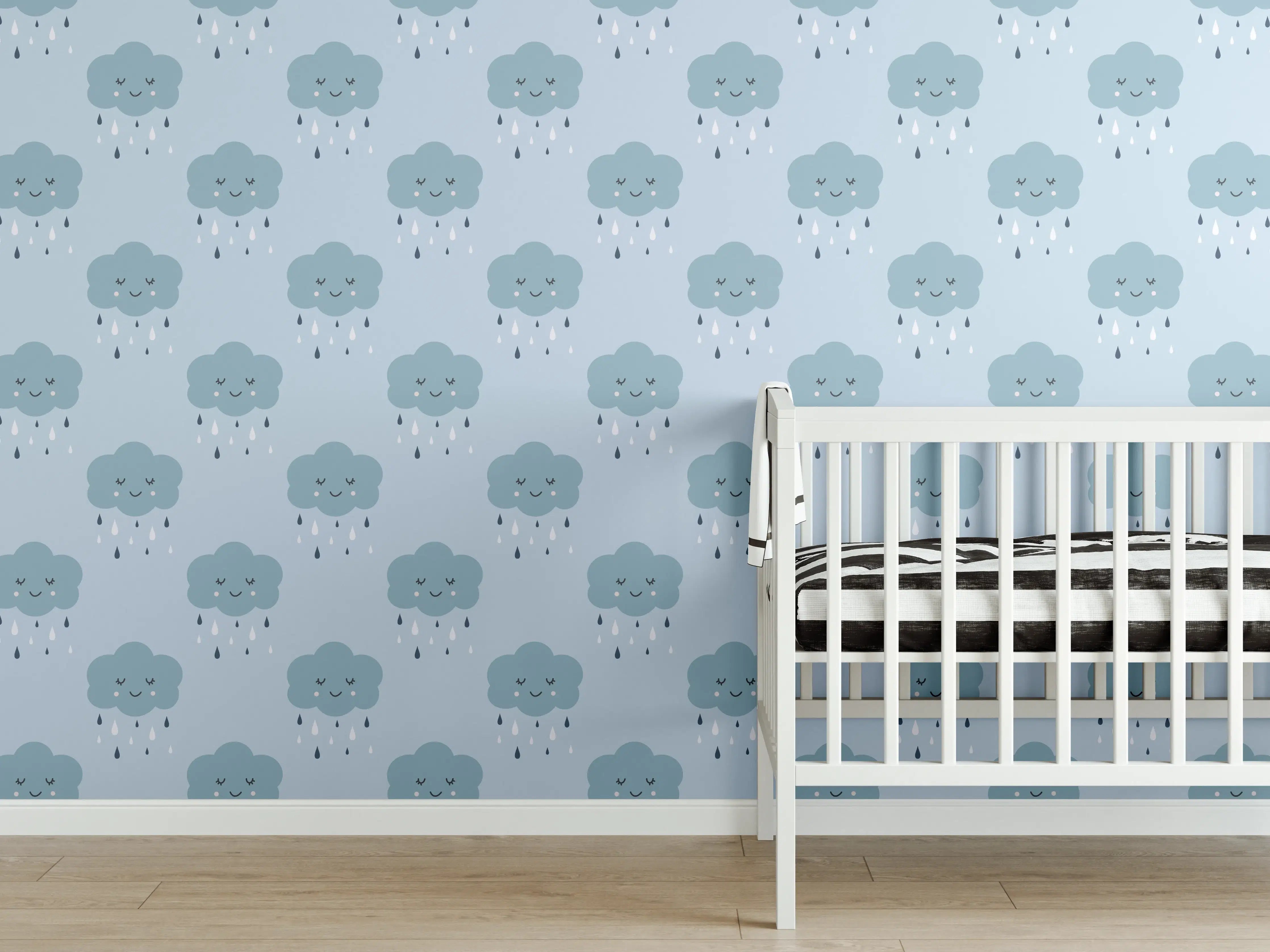 Babyzimmer Wandgestaltung - Himmlischer Himmel mit Wolkenmuster