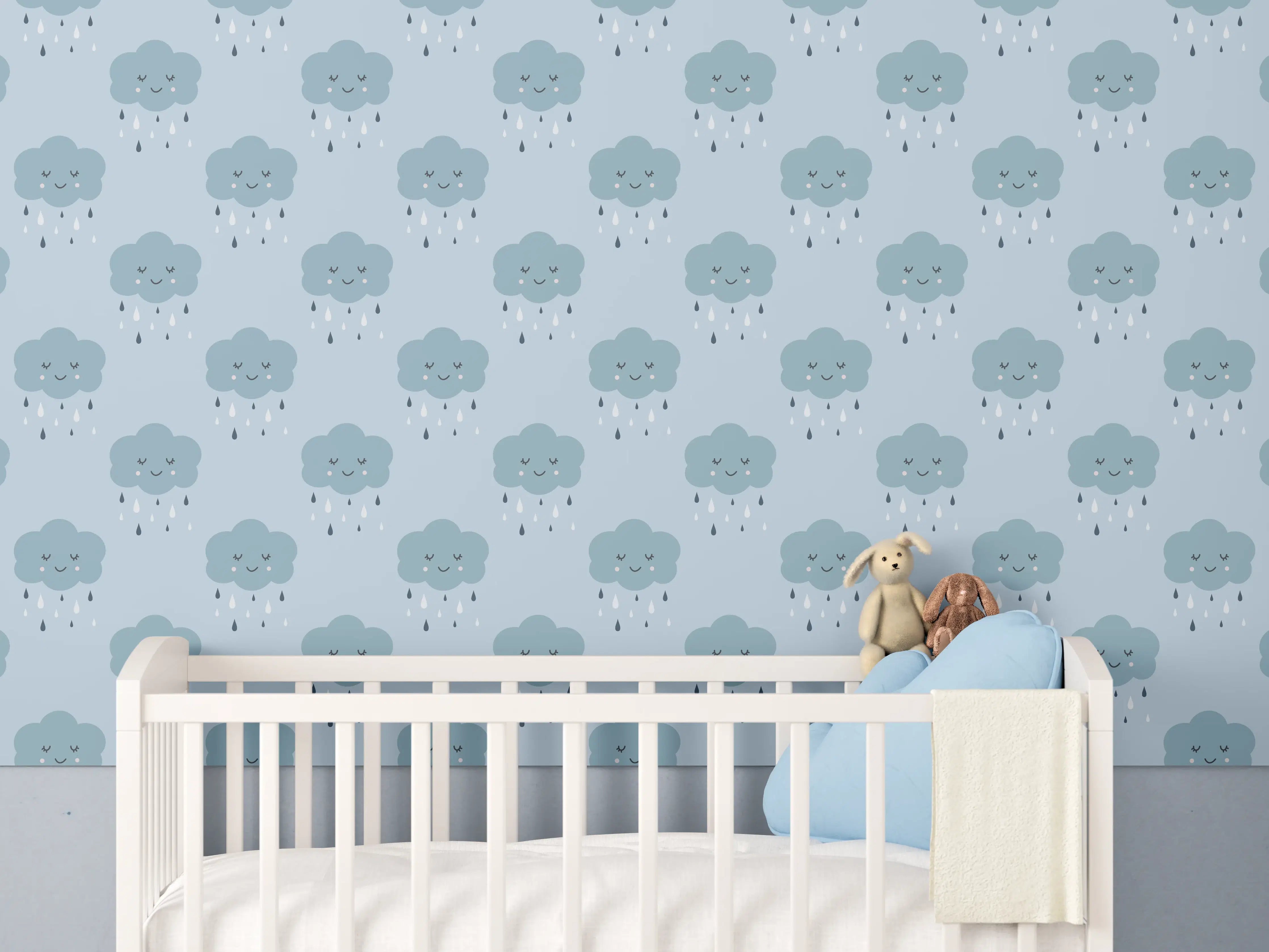 Babyzimmer Wandgestaltung - Himmlischer Himmel mit Wolkenmuster