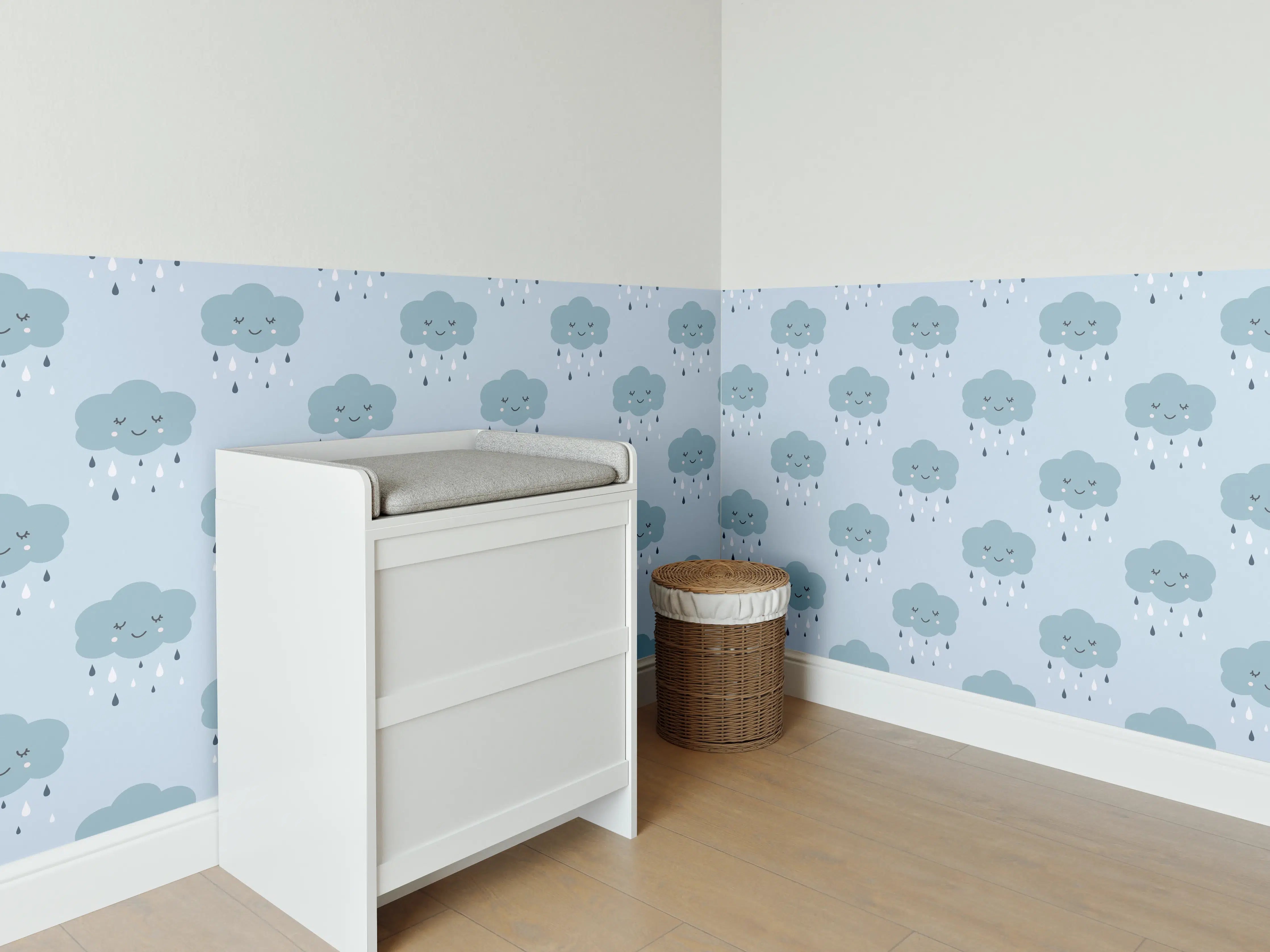 Babyzimmer Wandgestaltung - Himmlischer Himmel mit Wolkenmuster