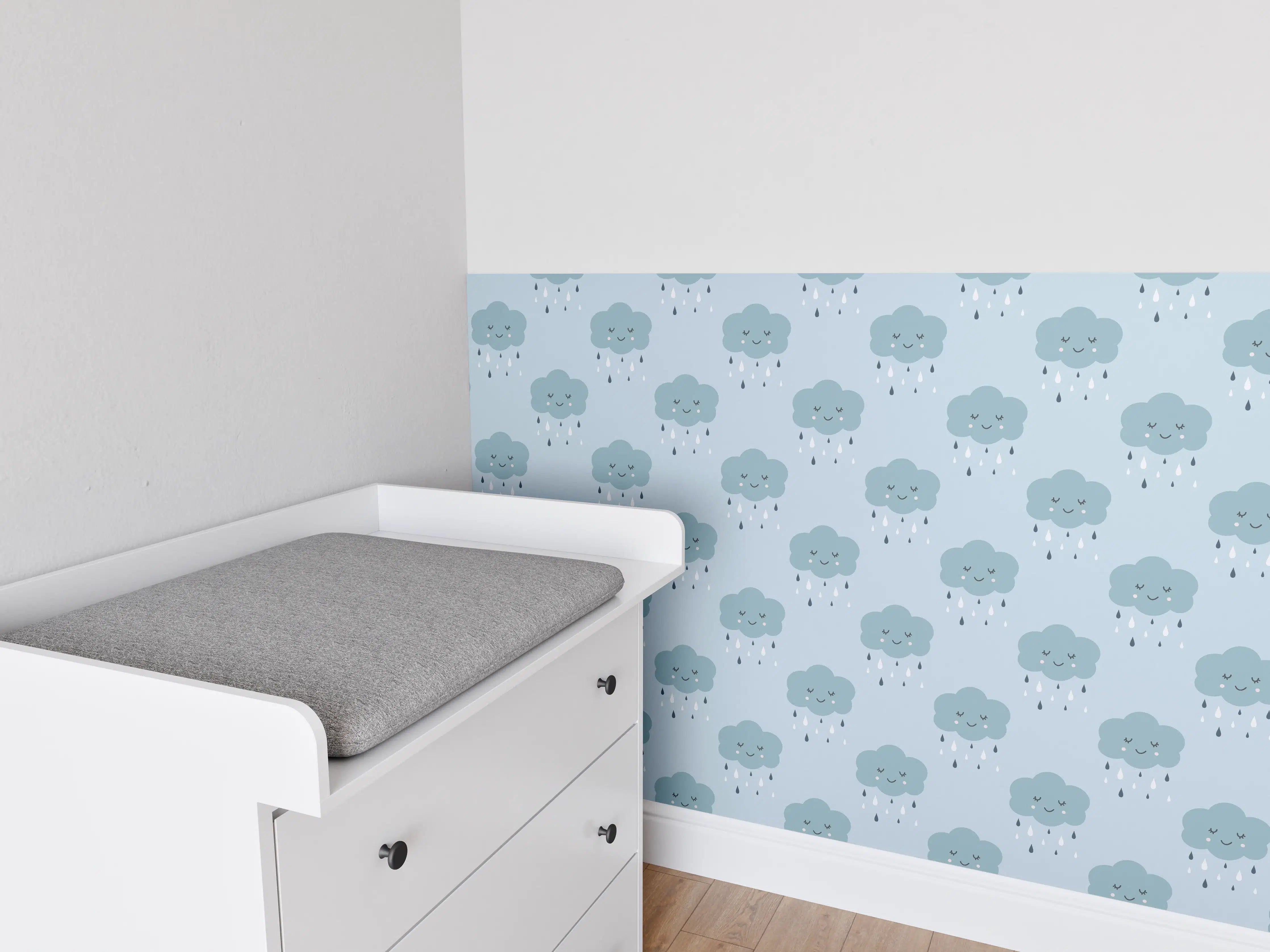 Babyzimmer Wandgestaltung - Himmlischer Himmel mit Wolkenmuster